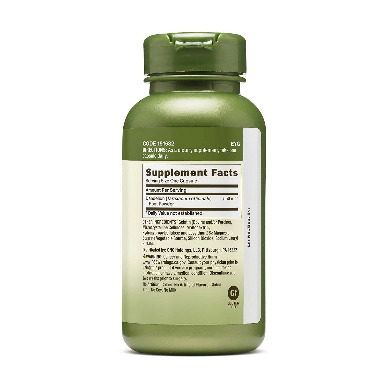 Dandelion Root 550 MG - 100 Capsules (100 Servings)