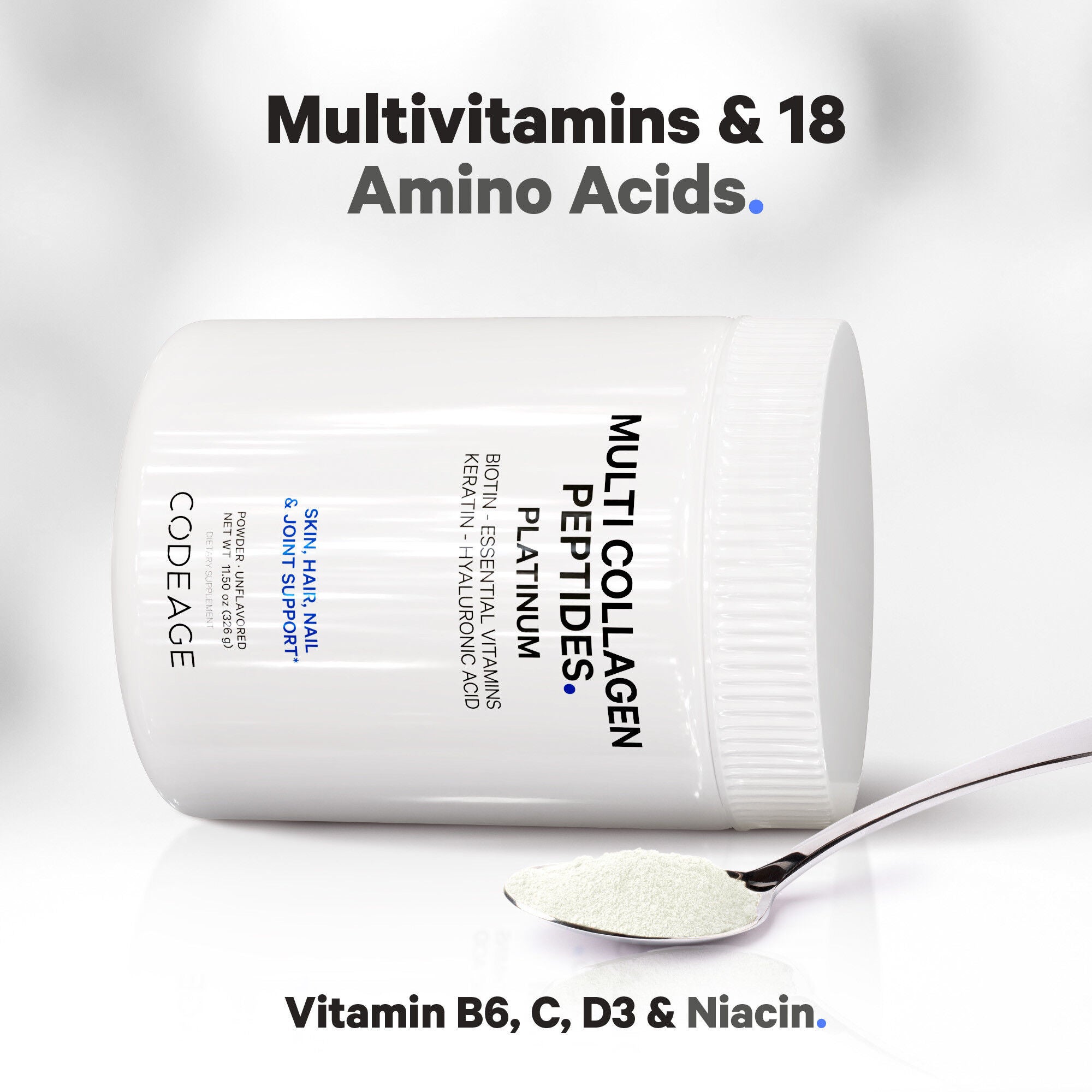 Multi Collagen Peptides Powder Hydrolyzed Collagen + Biotin &amp; Keratin - 11.50 oz. (30 Servings)  | GNC