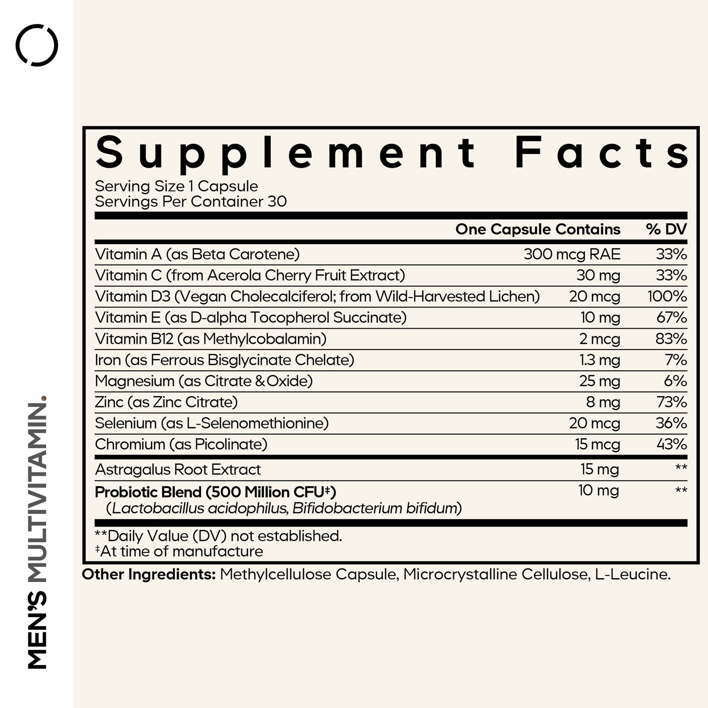 Men's Multivitamin - 30 Vegetable Capsules (30 Servings)