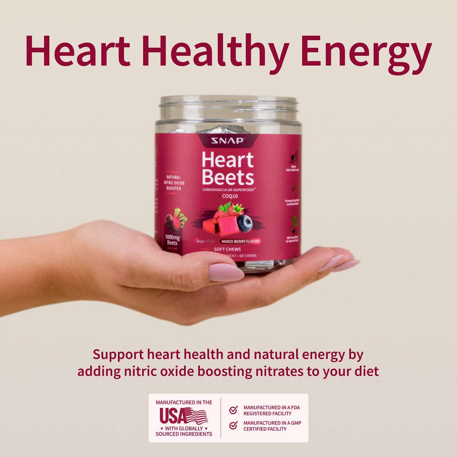 Heart Beets - Mixed Berry - 60 Chews (30 Servings)  | GNC