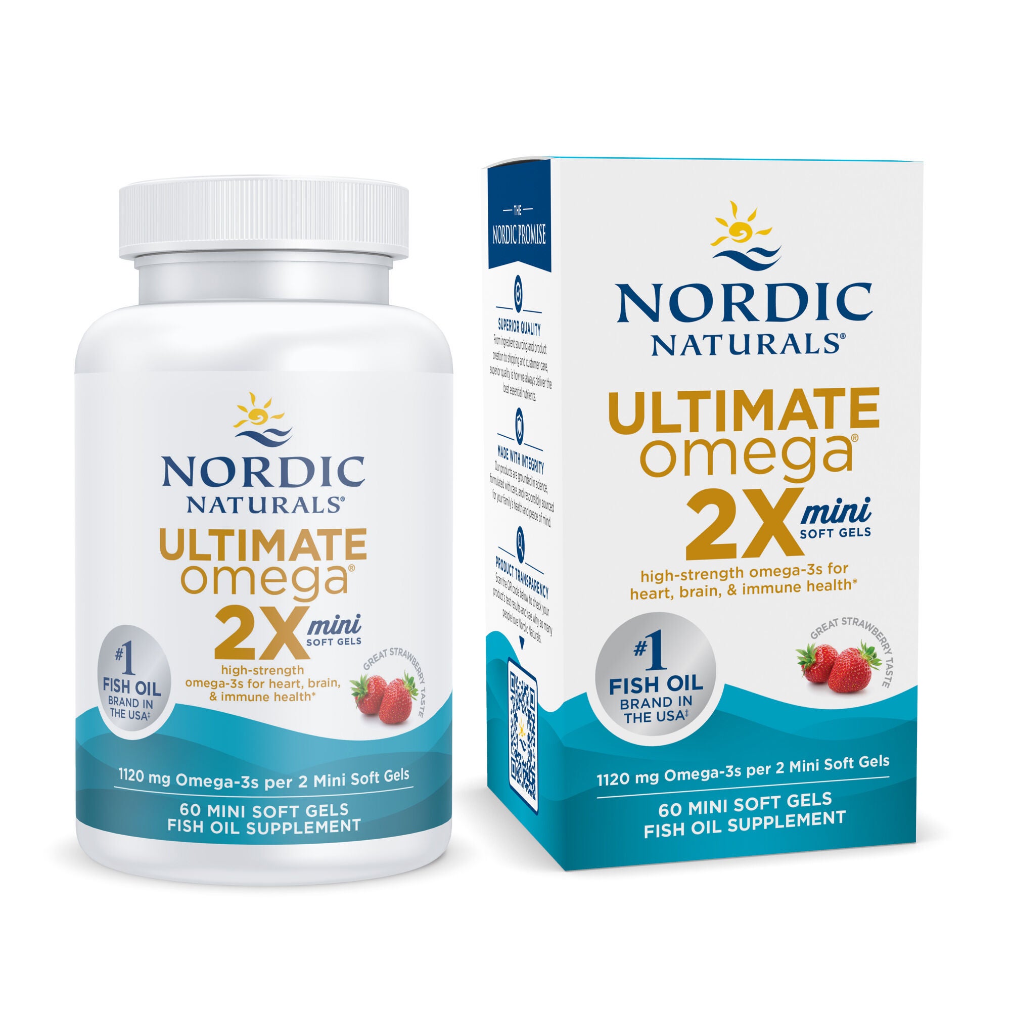 Ultimate Omega Mini - Strawberry - 60 Softgels (30 Servings)