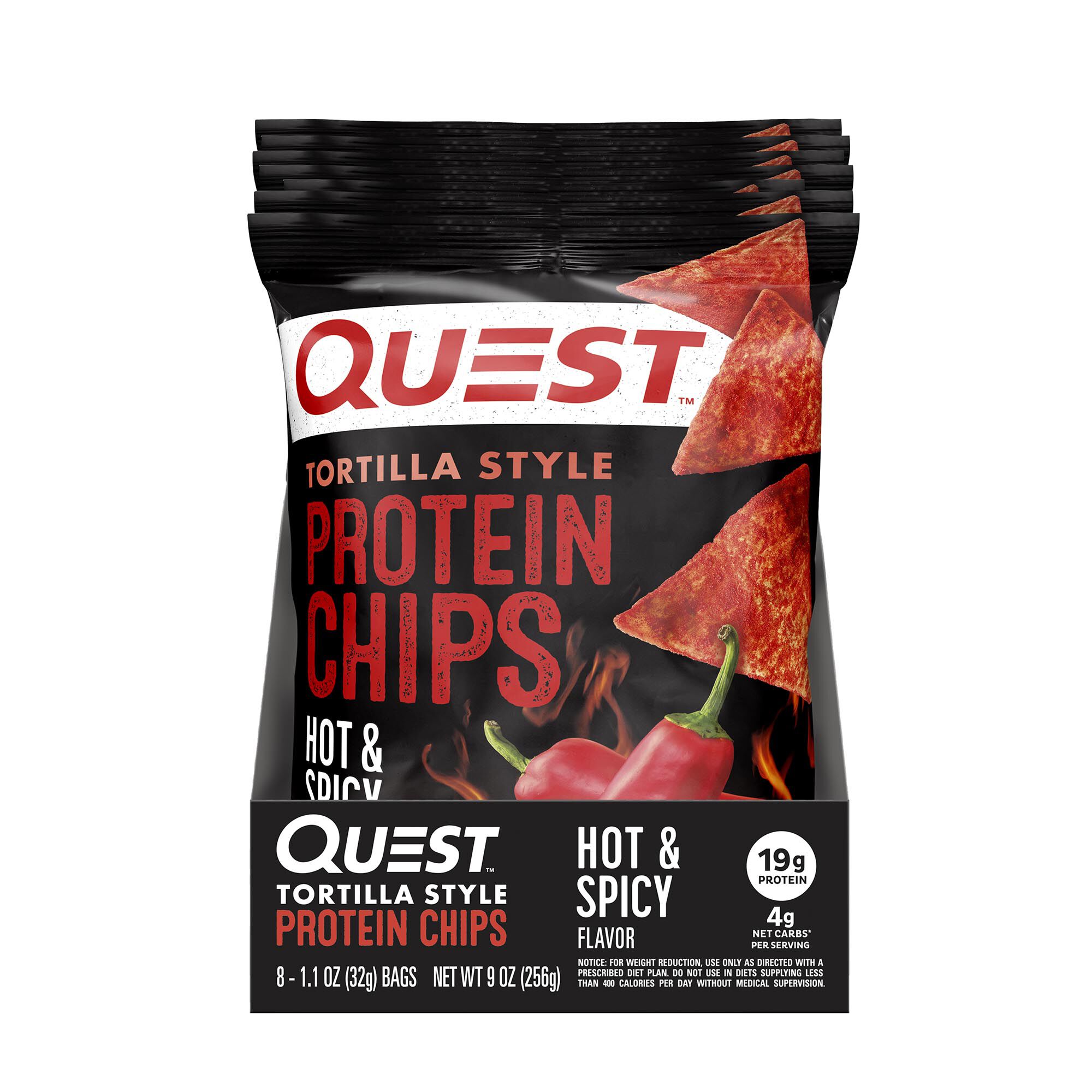 Tortilla Style Protein Chips - Hot &amp; Spicy (8 Bags) Hot &amp; Spicy | GNC