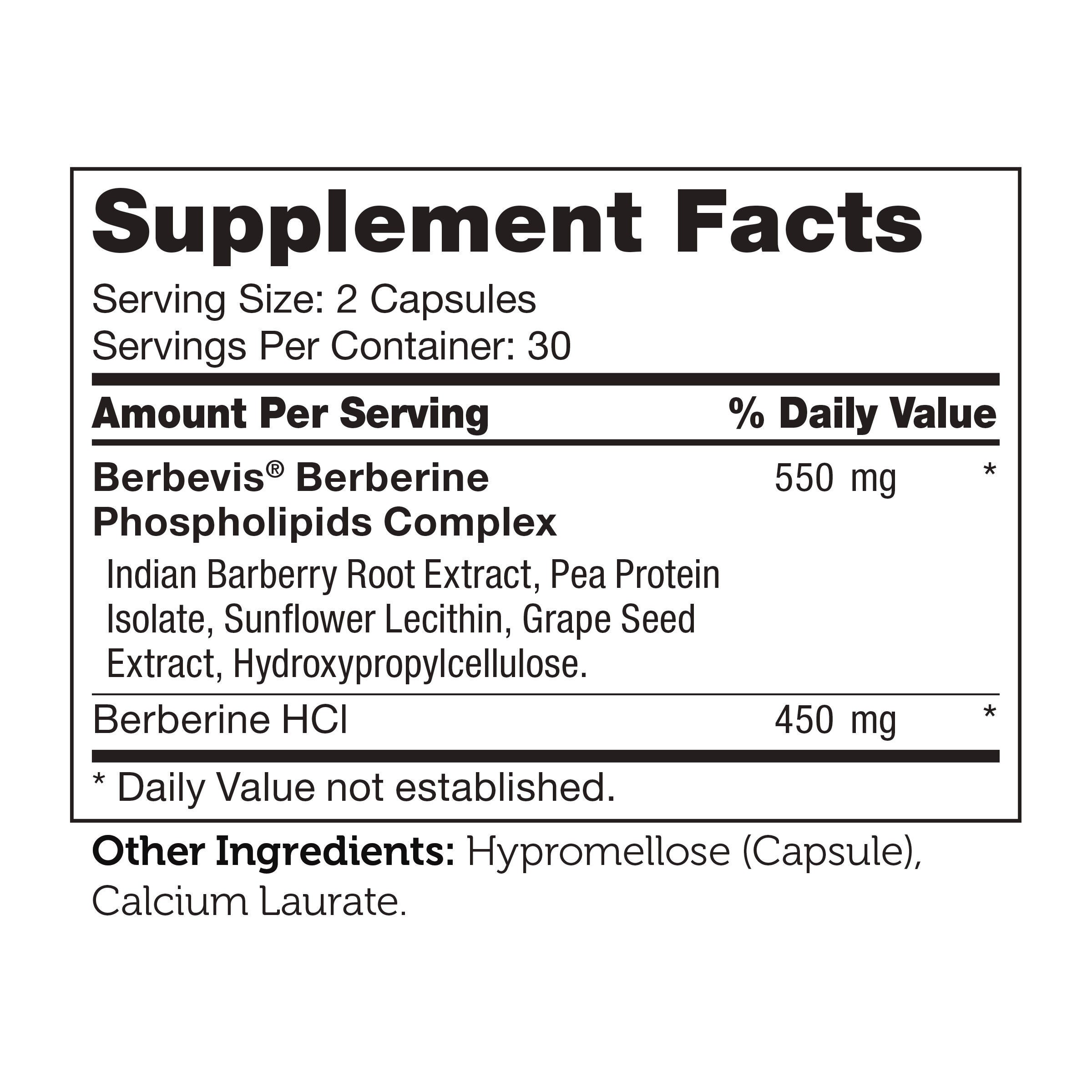 Berberine - 60 Capsules (30 Servings)  | GNC