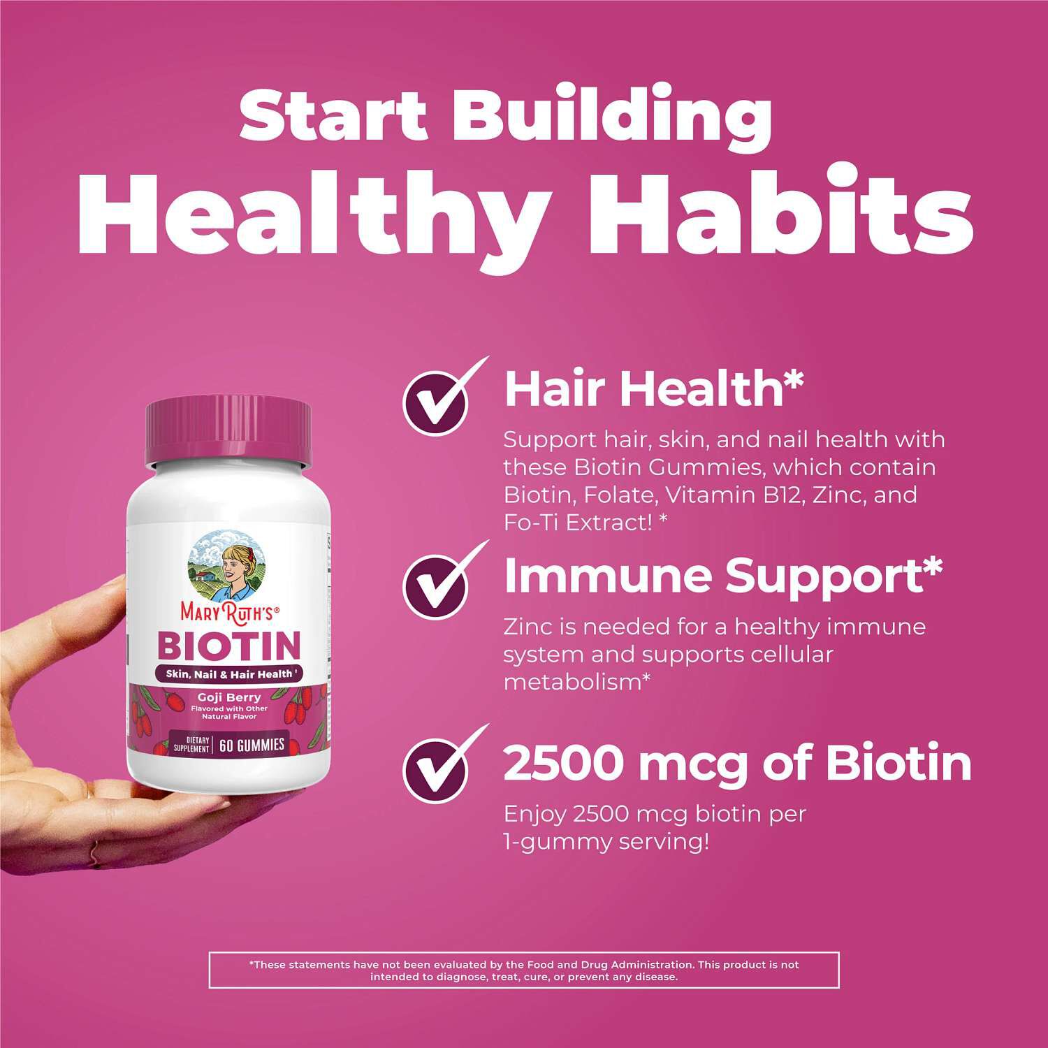 Biotin Gummies - Goji Berry - 60 Gummies (60 Servings)