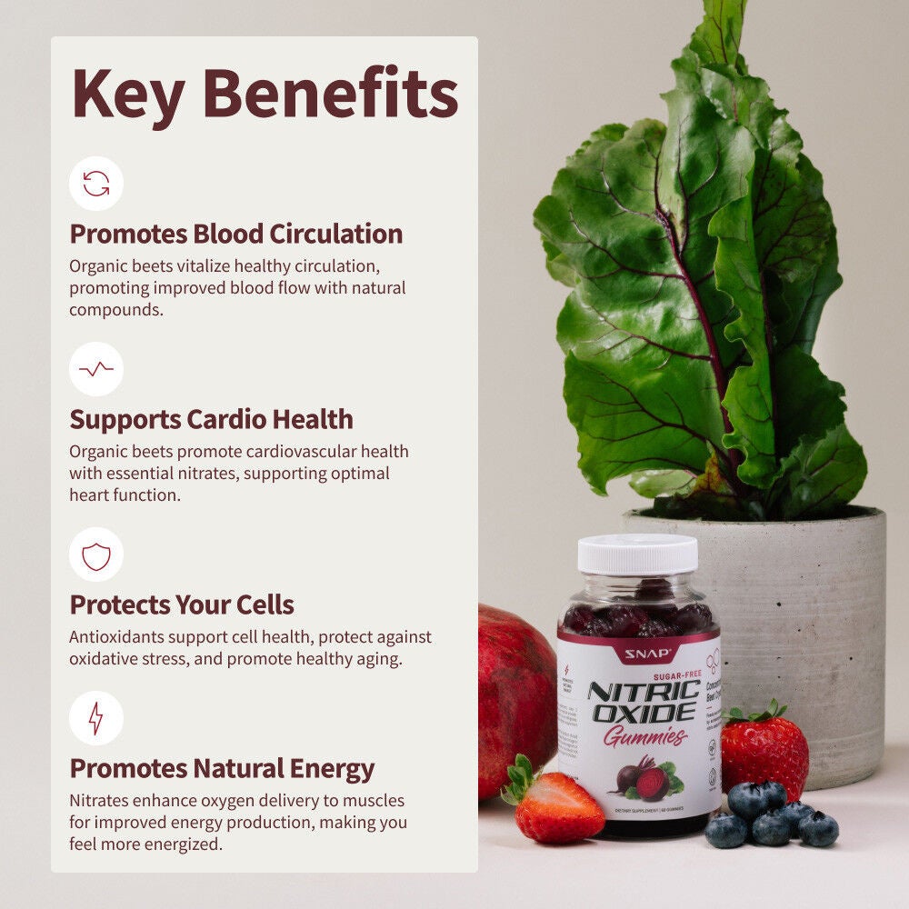 Nitric Oxide Sugar-Free Gummies - Mixed Berry - 60 Gummies (30 Servings)  | GNC