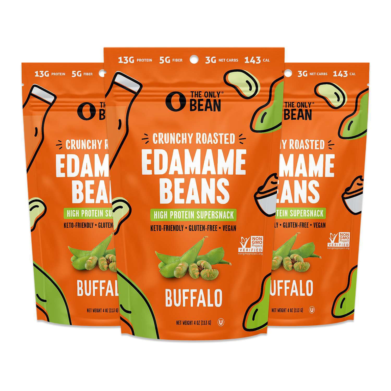 Crunchy Roasted Edamame Beans - Buffalo (3 Bags)  | GNC