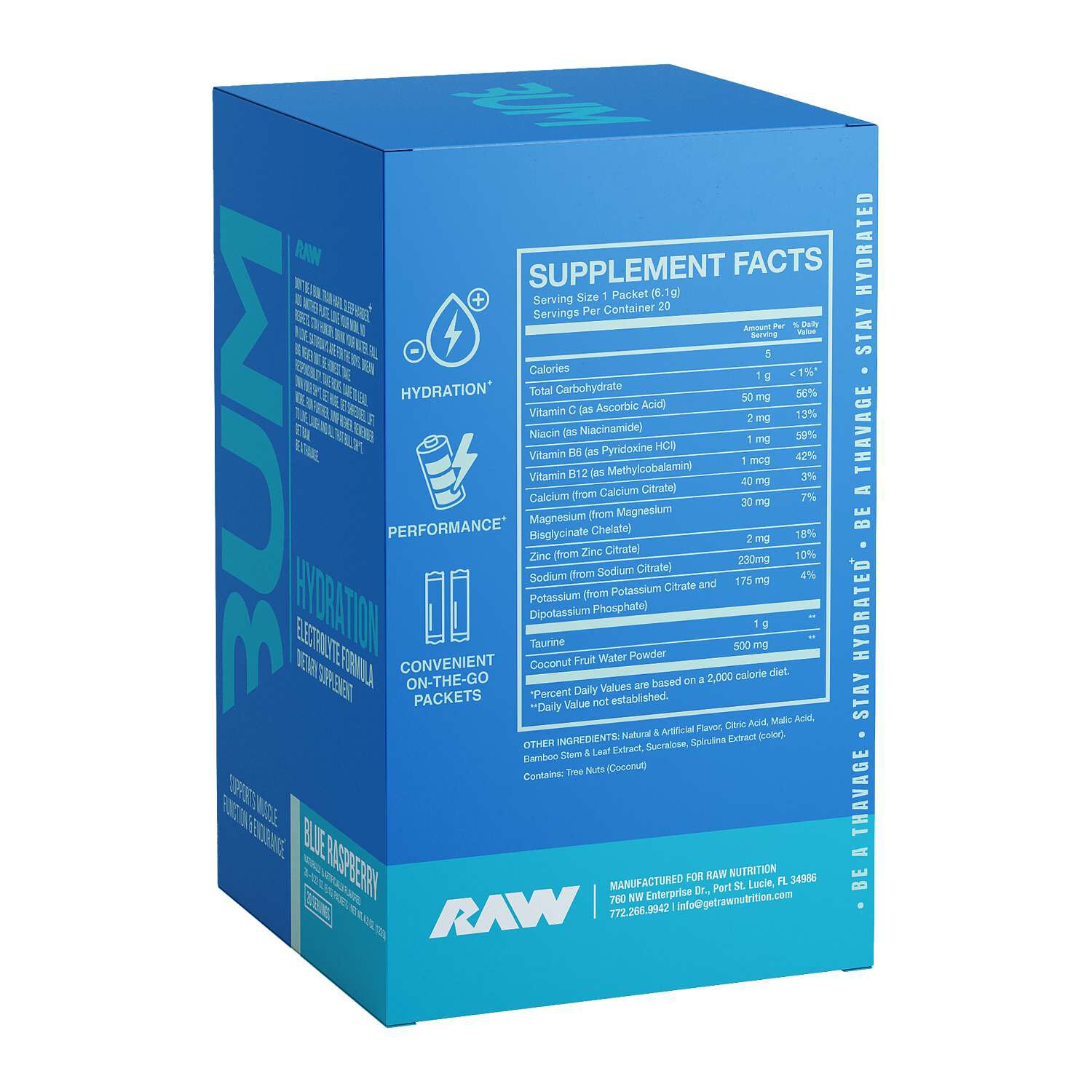 Hydration Electrolyte Formula - Blue Raspberry (20 Stick Packs)