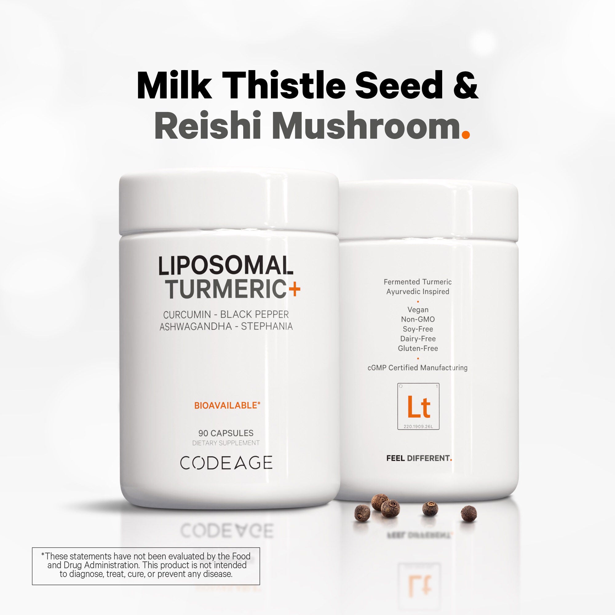 Liposomal Fermented Turmeric + Black Pepper - Curcumin &amp; Ginger - 90 Capsules (30 Servings)  | GNC