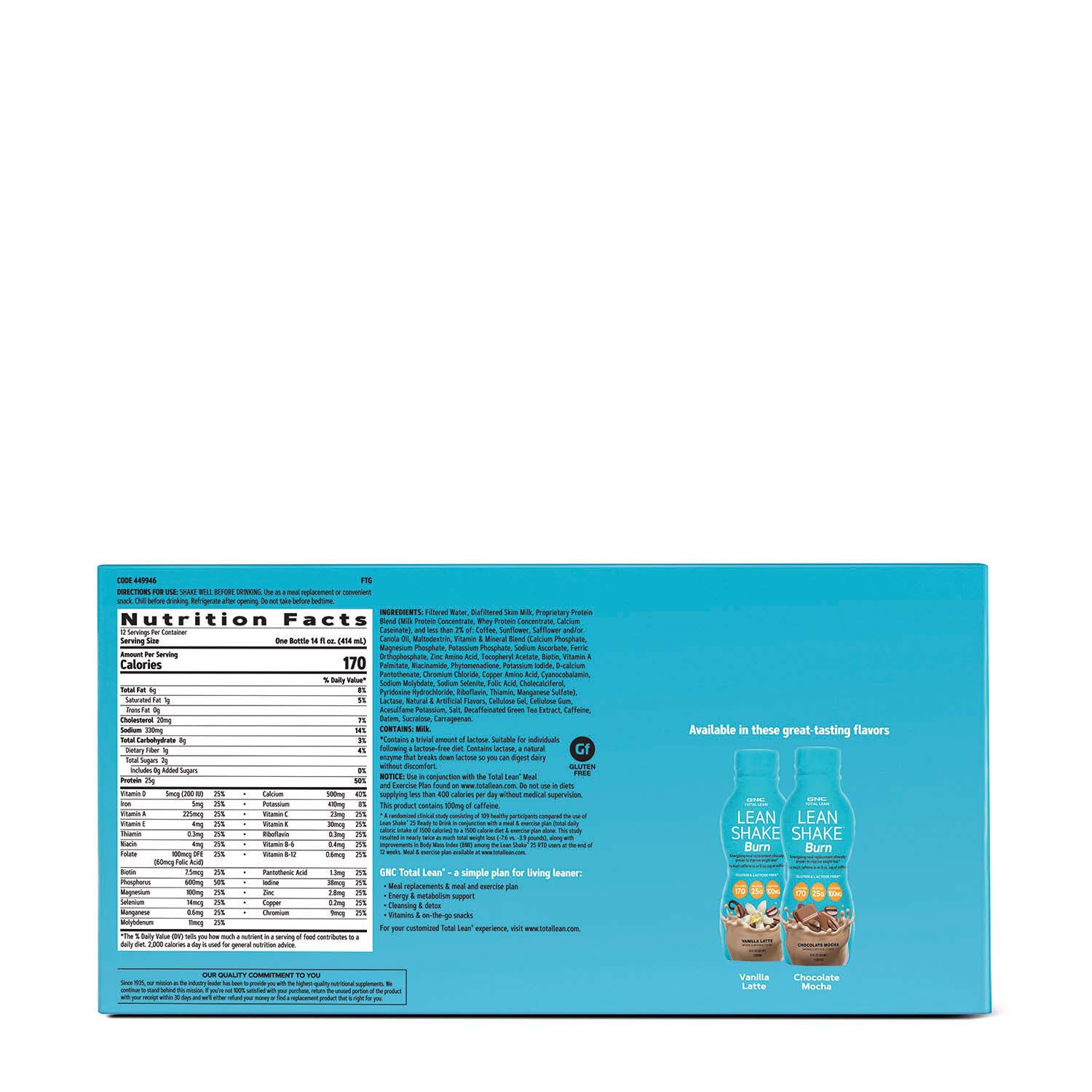 GNC Total Lean Lean Shake Burn 12 pack - Vanilla Latte | GNC