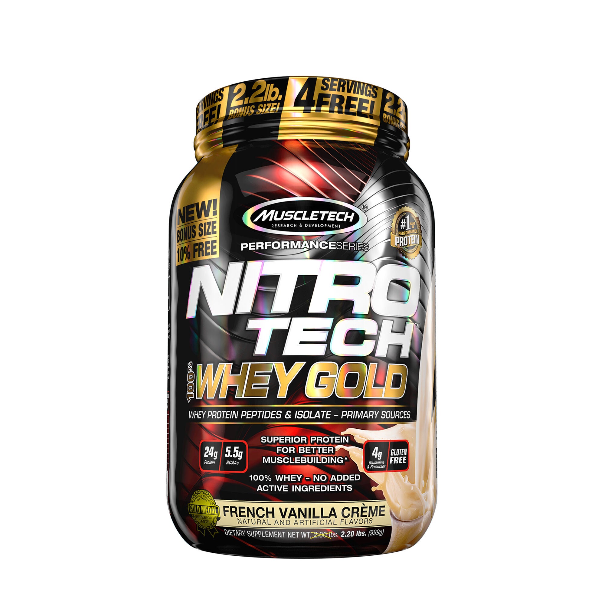 Muscletech Nitro Tech 100 Whey Gold French Vanilla Creme Gnc