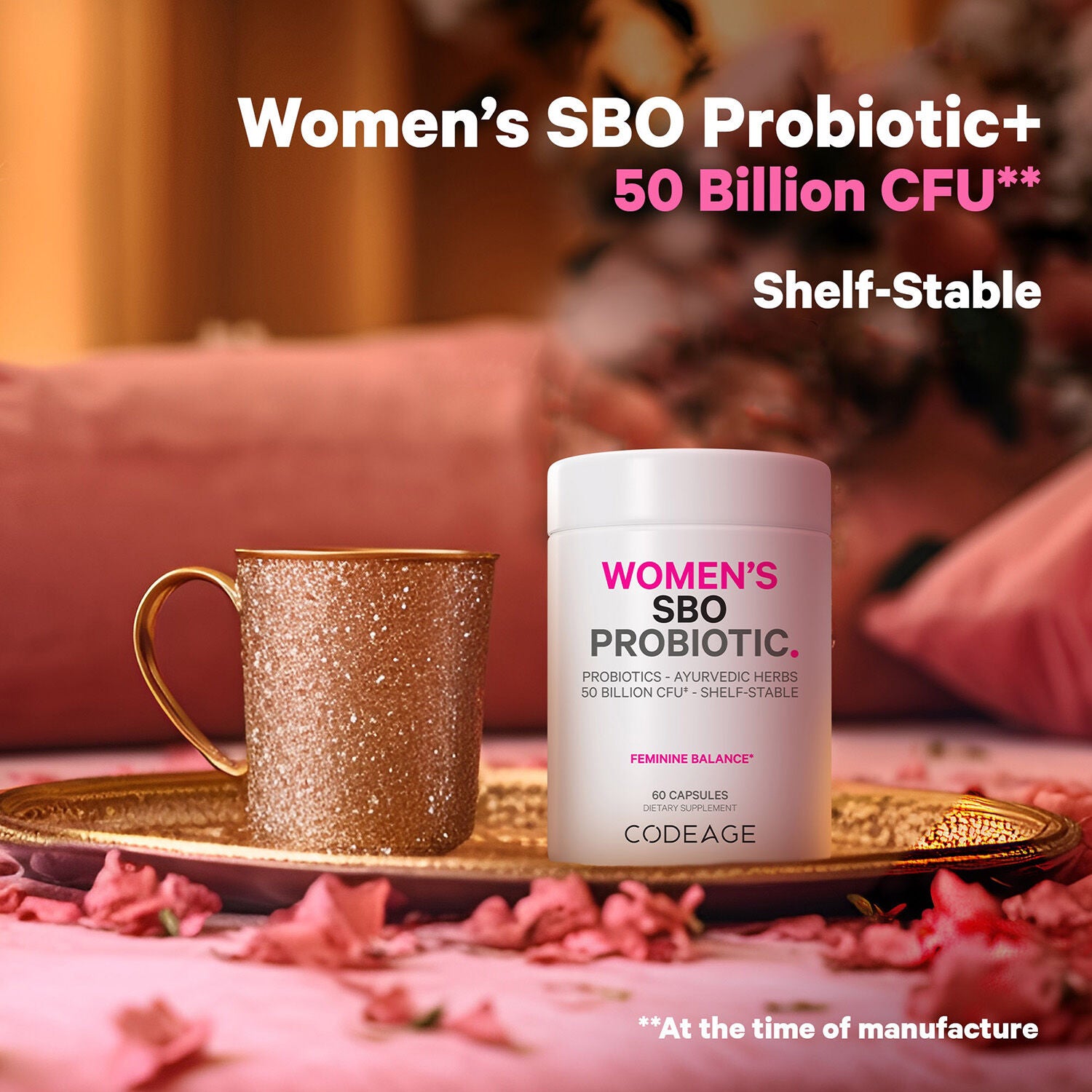 Women's Probiotic 50 Billion CFU &amp; Prebiotics Vegan Digestion Supplement - 60 Capsules (30 Servings)  | GNC