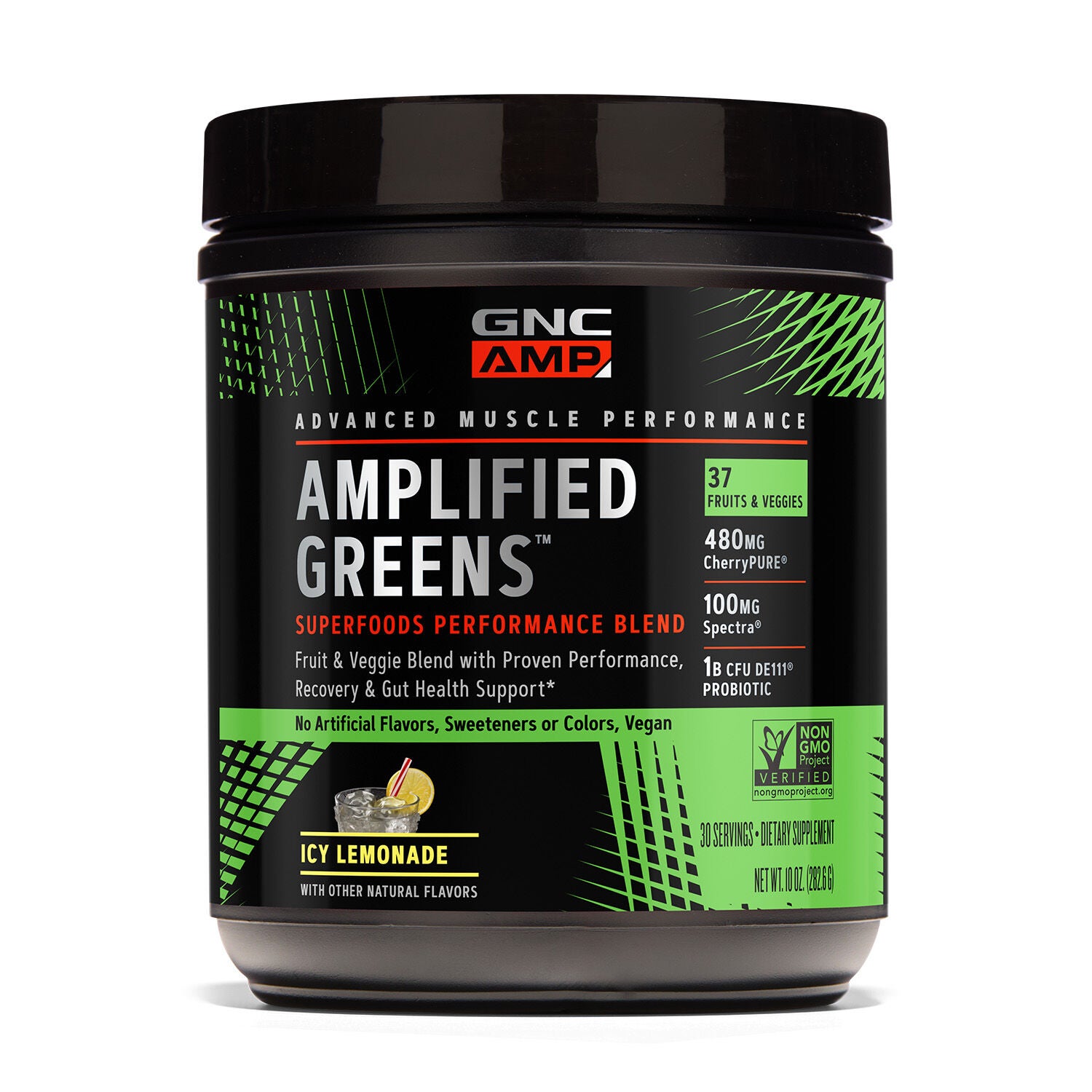 GNC AMP Amplified Greens Superfoods Performance Blend Healthy - Icy Lemonade 10 Oz. (30 Servings)