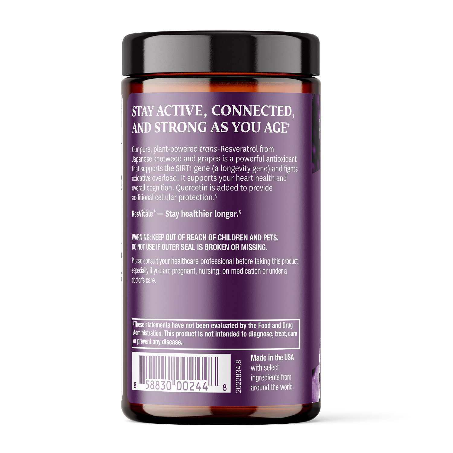 Resveratrol 250mg - 120 Vegetable Capsules (120 Servings)  | GNC