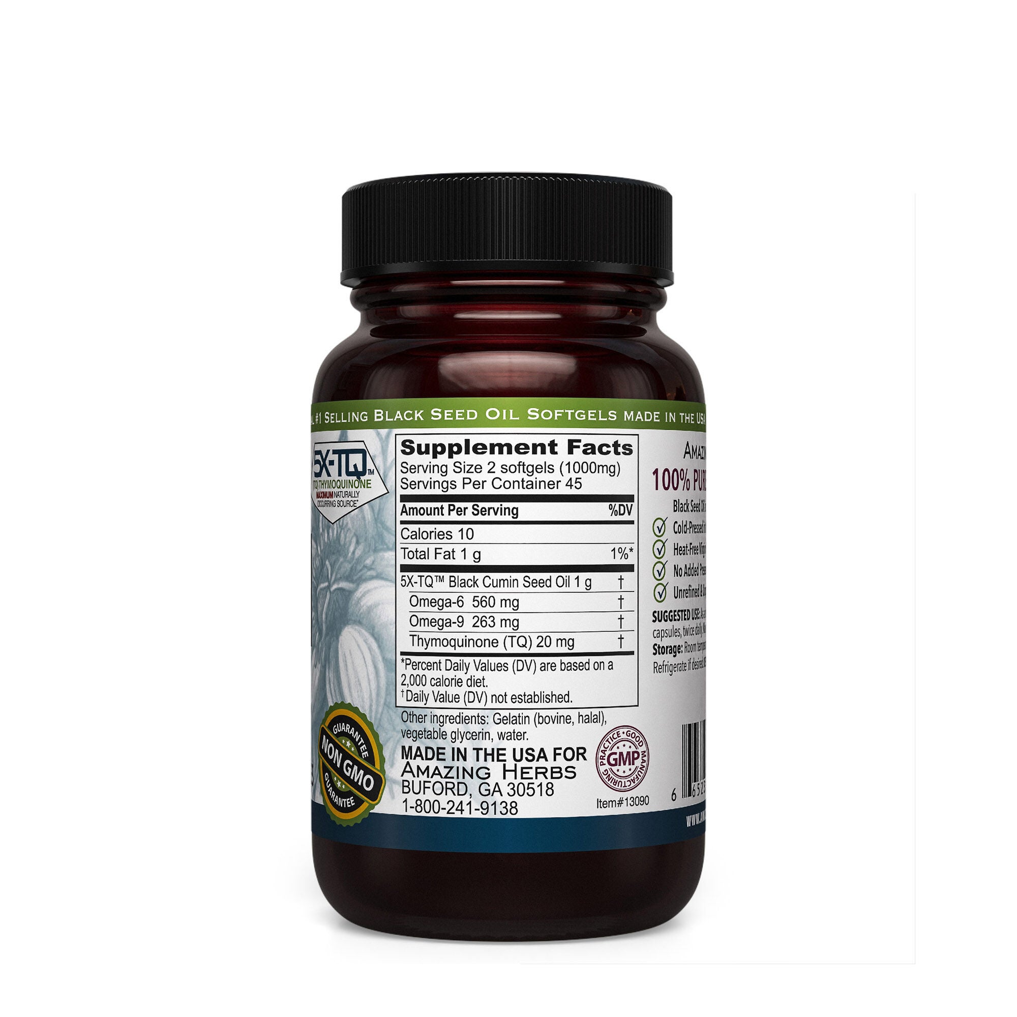 Black Seed&trade; 100% Pure Cold-Pressed Black Cumin Seed Oil - 90 Capsules (45 Servings)  | GNC