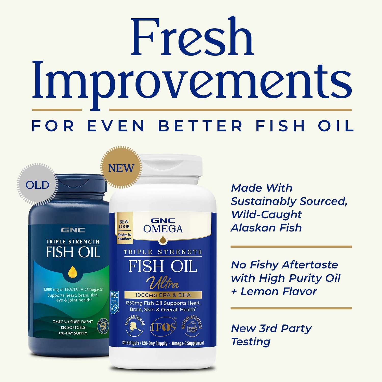 Triple Strength Fish Oil Ultra 1000mg - 120 Softgels (120 Servings)