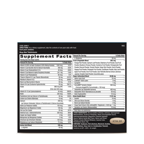 GNC Mega Men Joint Vitapak Program Supplement Facts