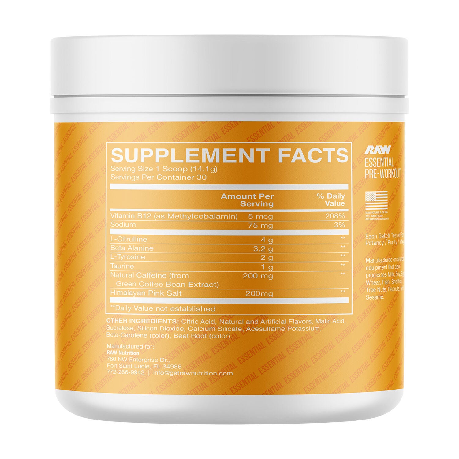Essential Pre-Workout - Peach Mango (30 Servings)