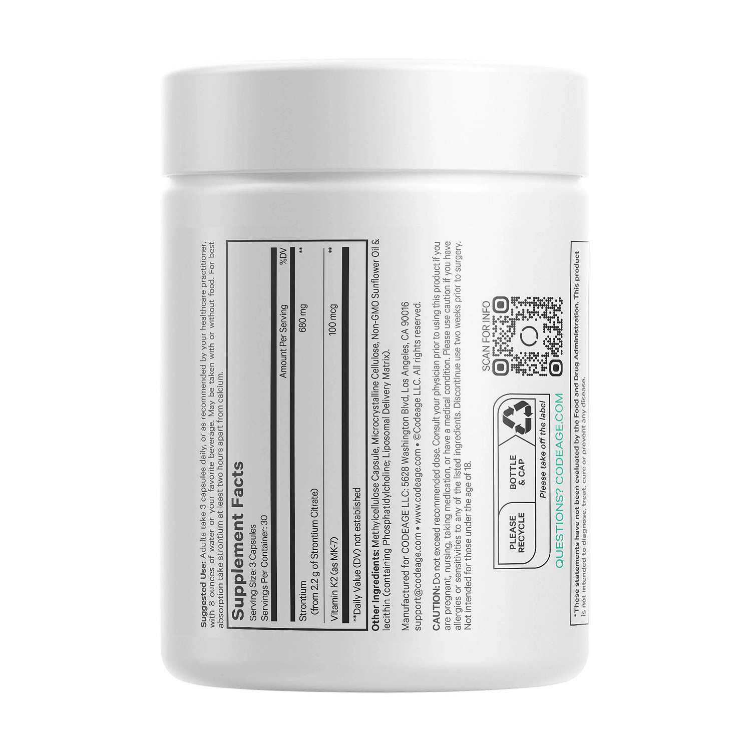 Liposomal Strontium - 90 Vegetable Capsules (30 Servings)