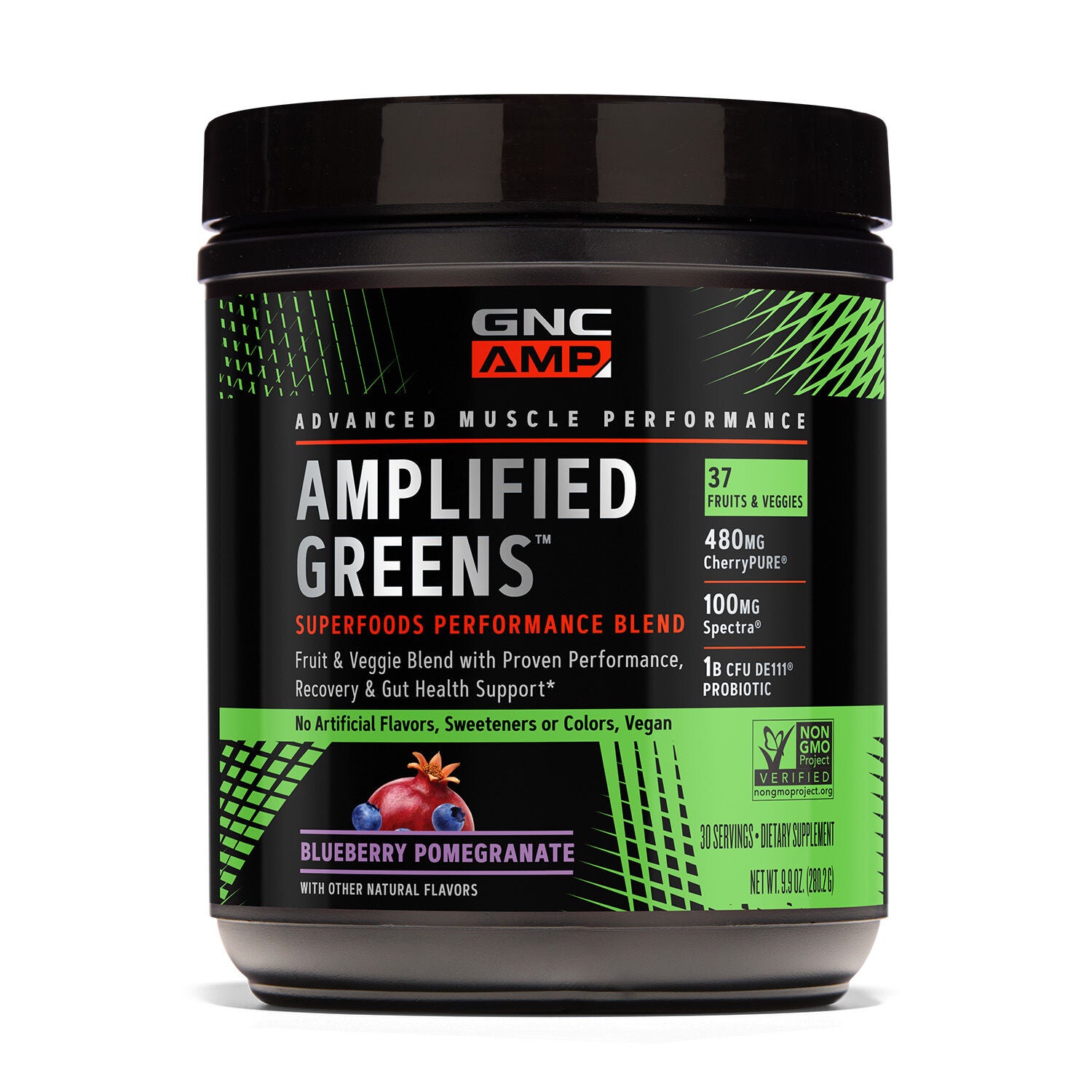 GNC AMP Amplified Greens Superfoods Performance Blend Healthy - Blueberry Pomegranate 9.9 Oz. (30 Servings)