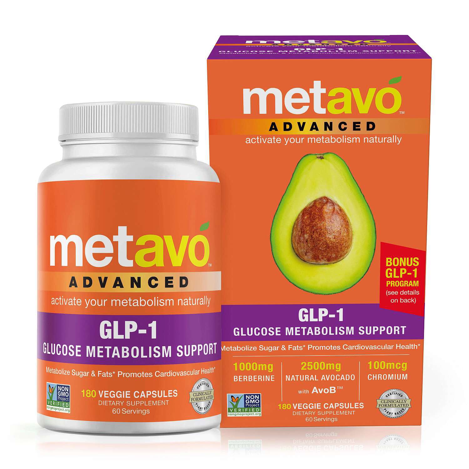 Advanced GLP-1 Glucose Metabolism Support - 180 Veggie Capsules (60 Servings)  | GNC