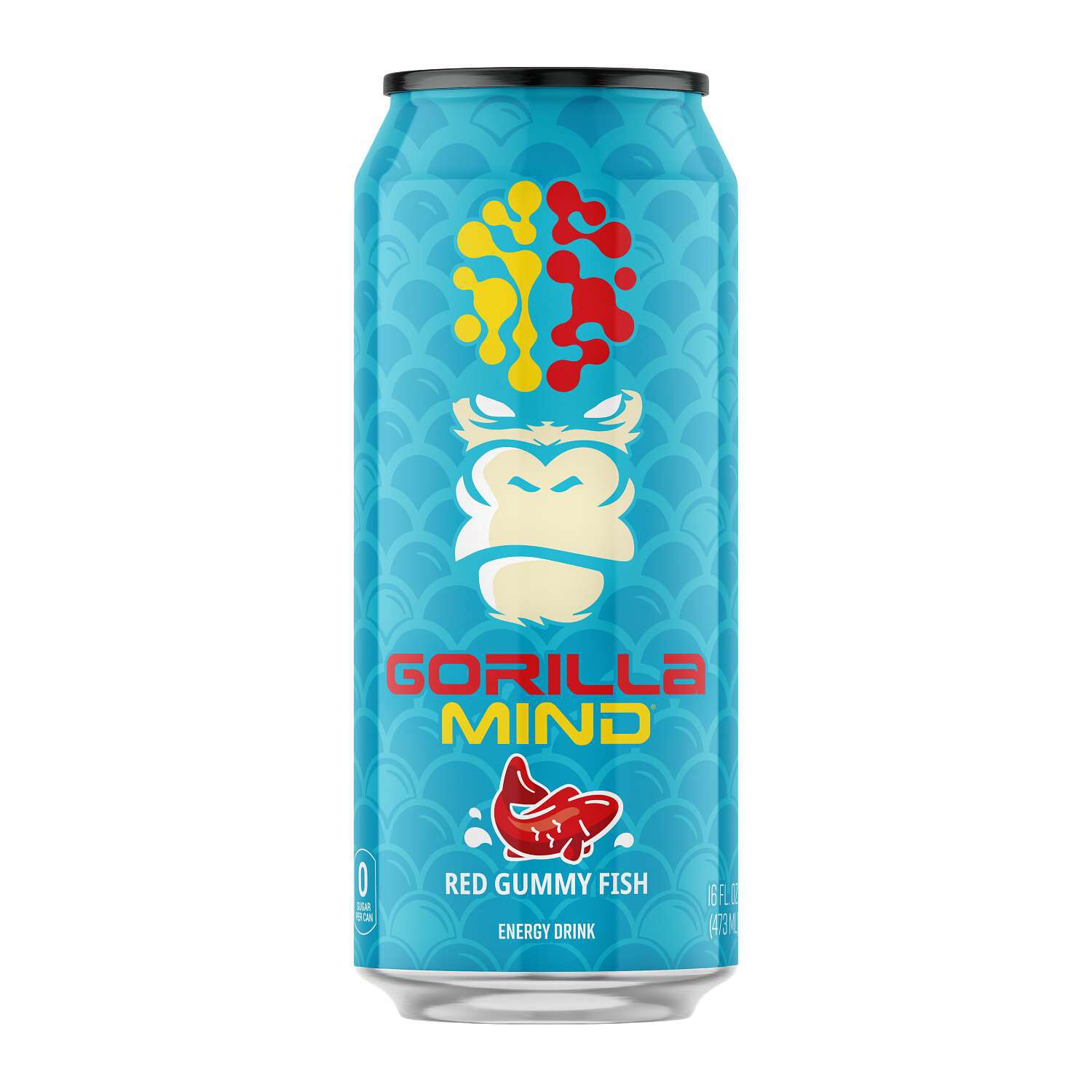 Energy Drink - Red Gummy Fish - 16 oz. (12 Cans)