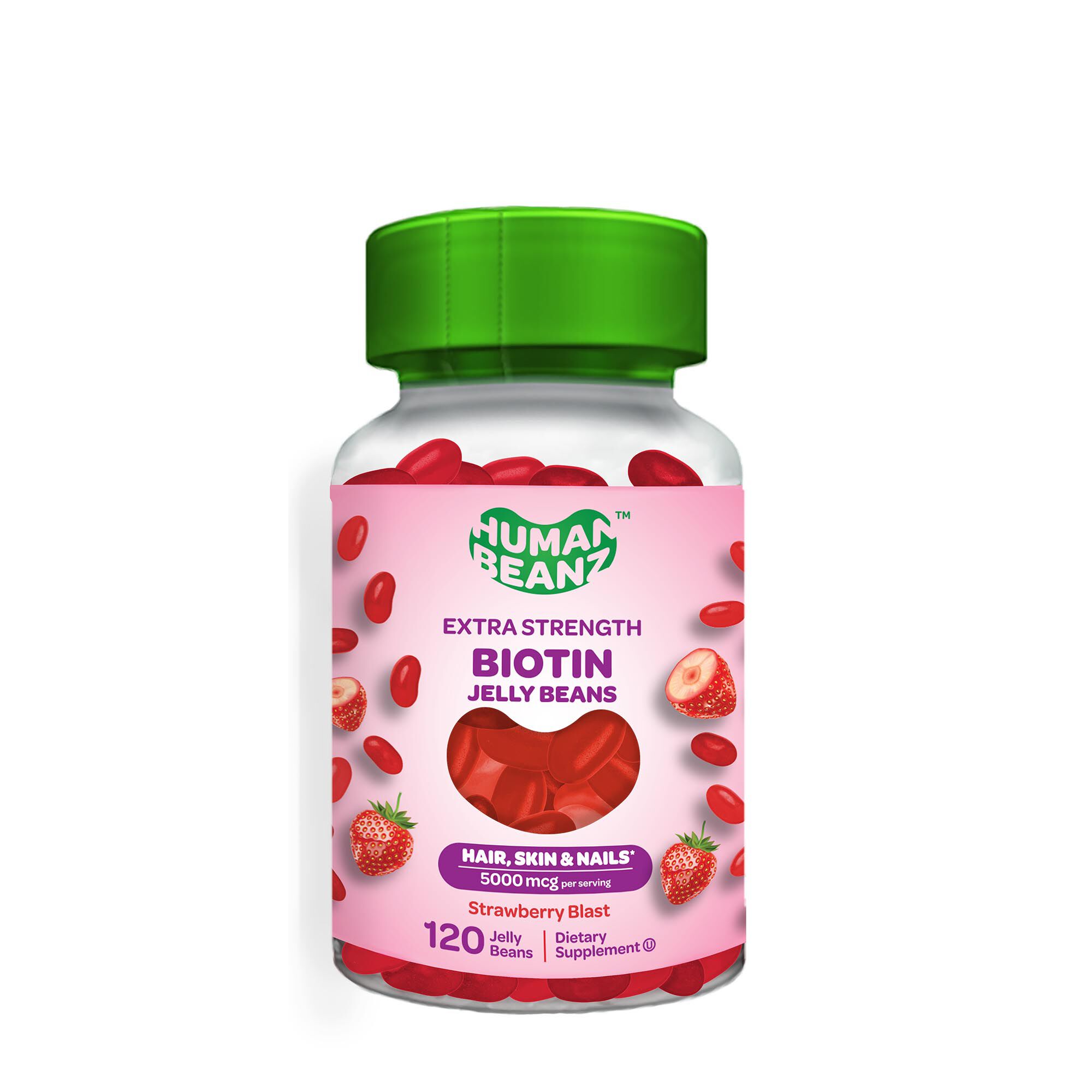 Extra Strength Biotin Jelly Beans - Strawberry Blast - 120 Count (60 Servings)  | GNC