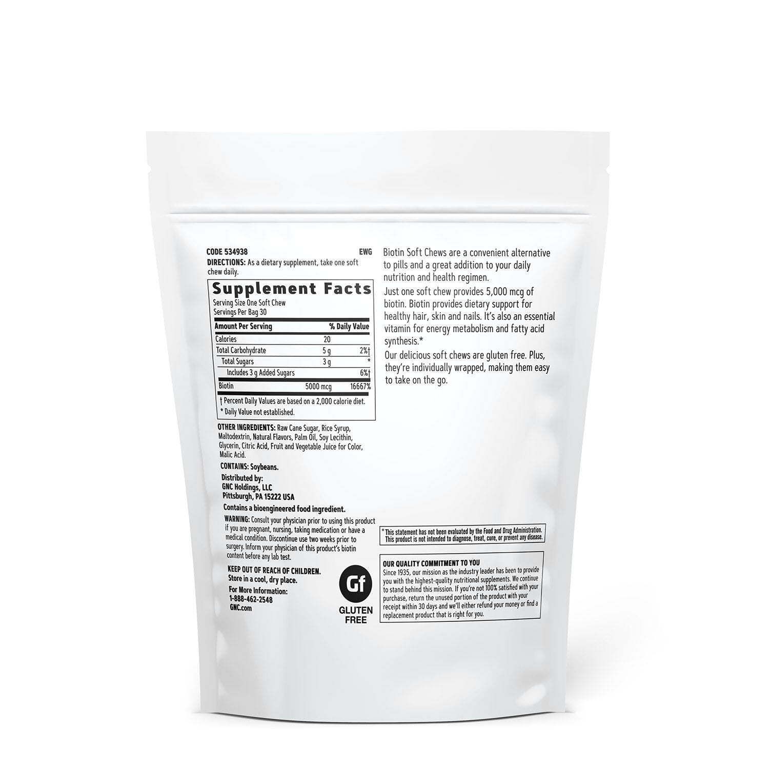 Biotin 5000mcg - 30 Soft Chews (30 Servings)