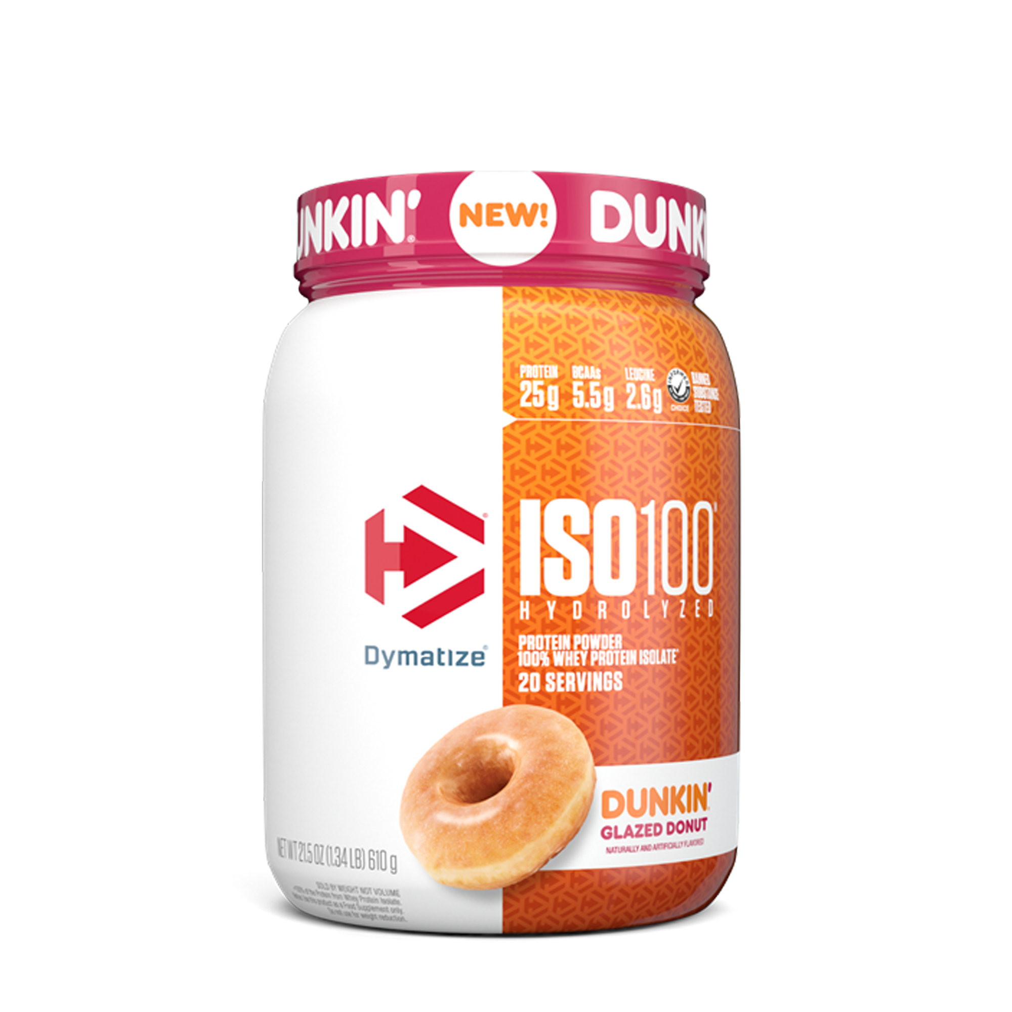 Dymatize Iso 100 Whey Protein Isolate - Dunkin Glazed Donut (20 Servings) - 1.3 lbs.