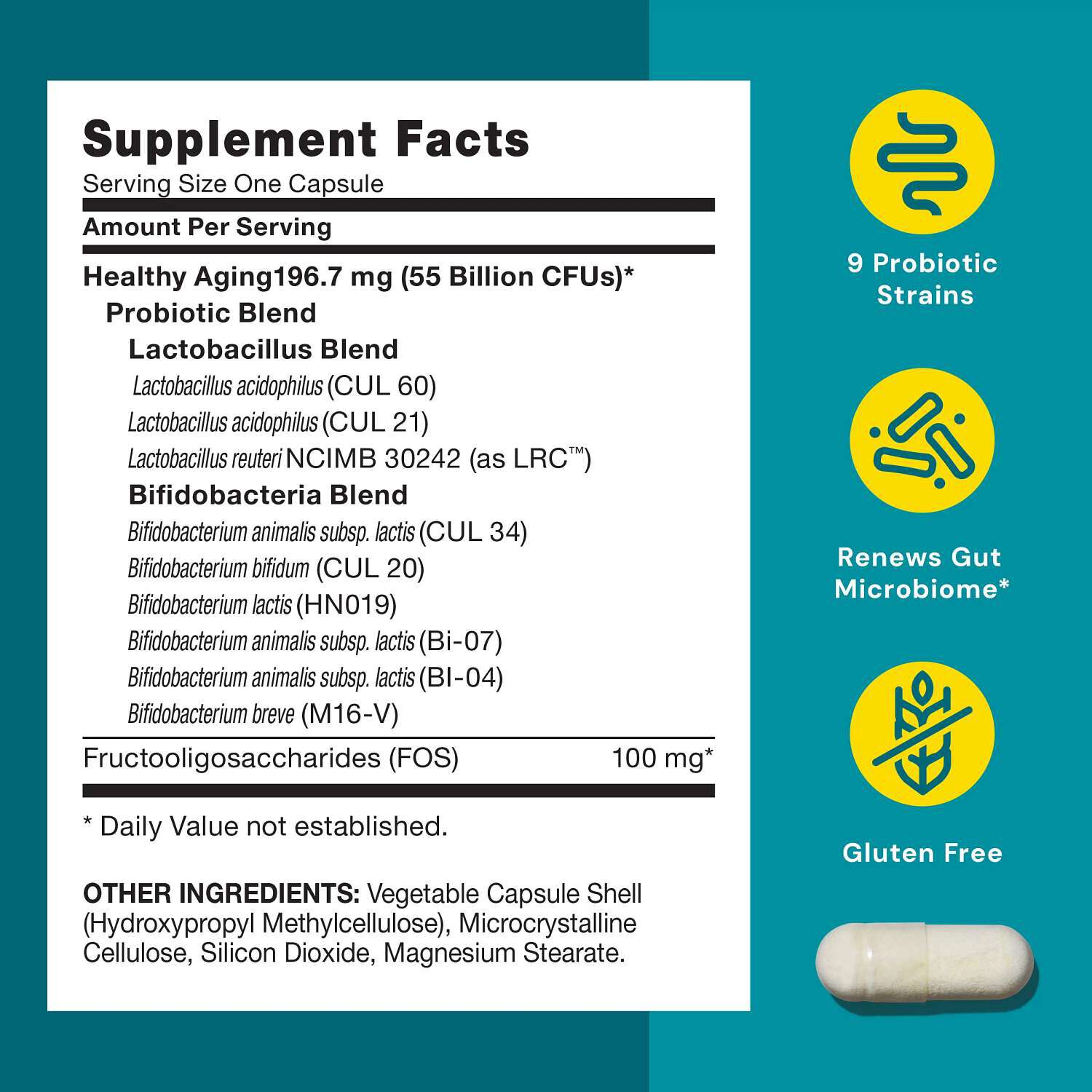 Gut Health Healthy Aging Probiotic - 55 Billion CFUs - 30 Capsules (30 Servings)  | GNC