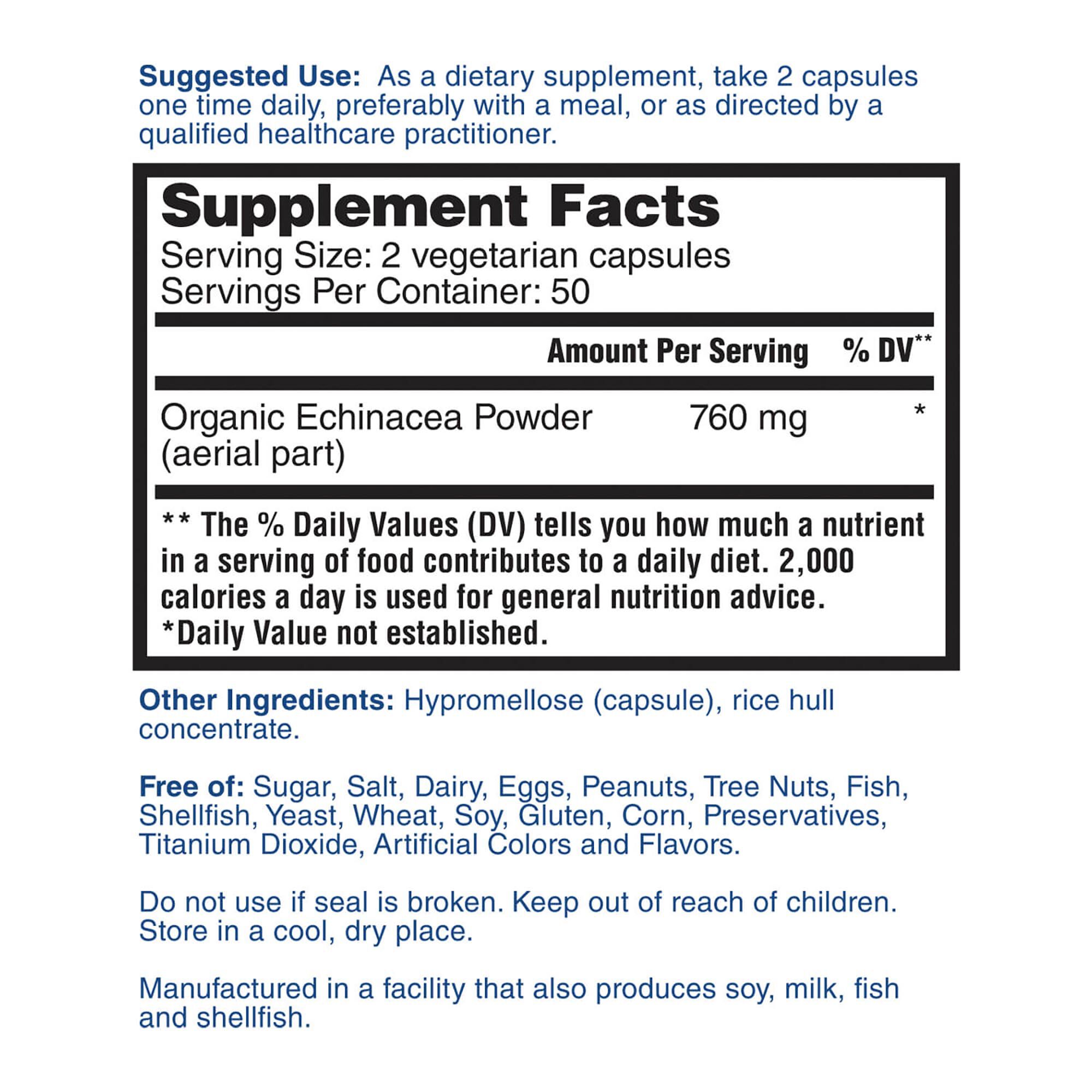 Echinacea 760mg - 100 Capsules (50 Servings)  | GNC