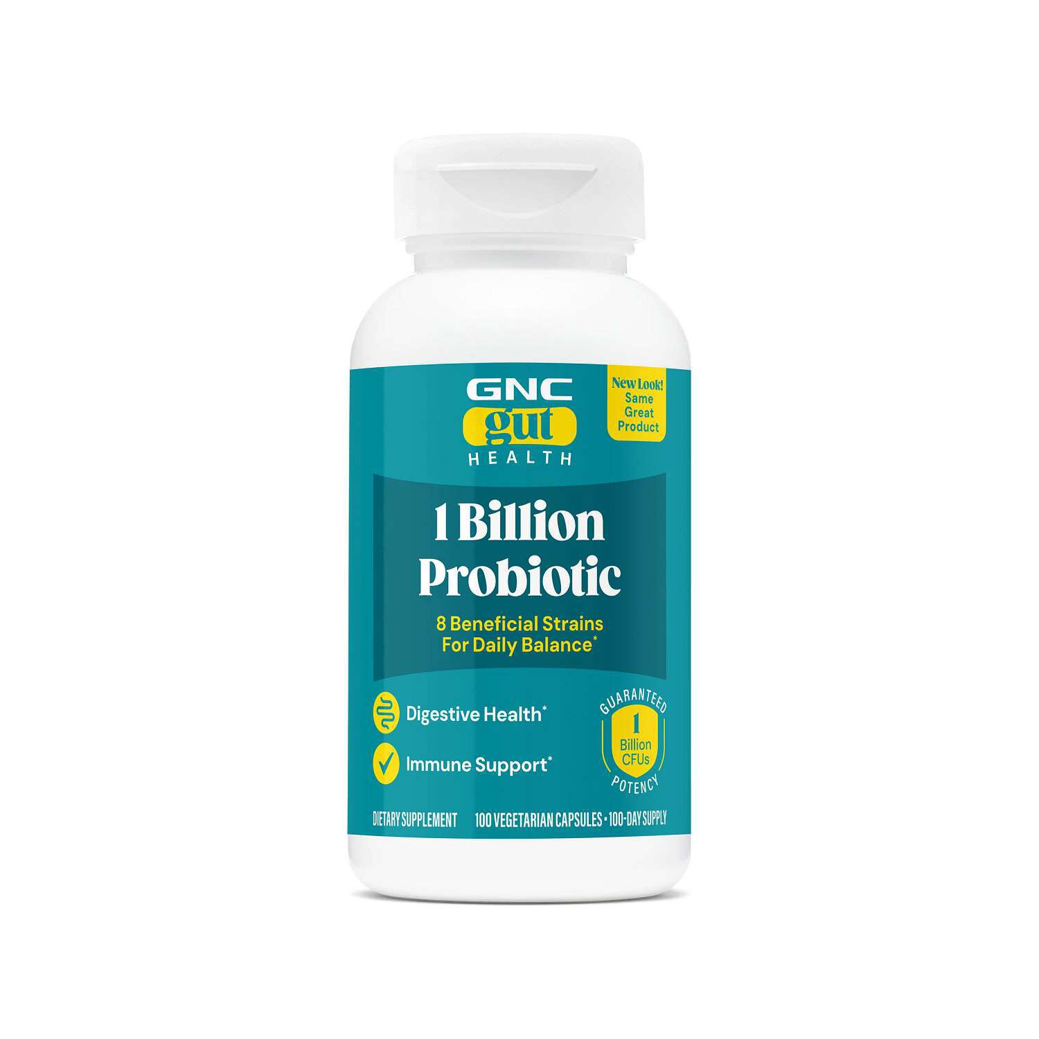 Gut Health 1 Billion Probiotic - 100 Vegetarian Capsules (100 Servings)  | GNC