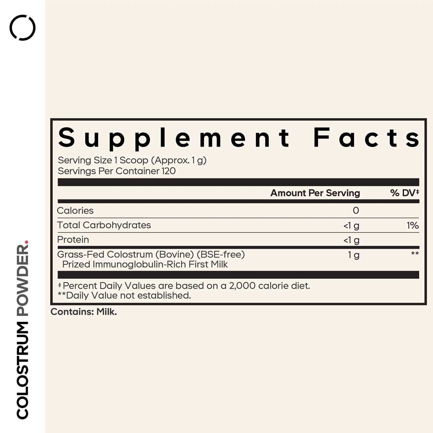 Bovine Colostrum Powder - Unflavored - 4.3 oz. (120 Servings)