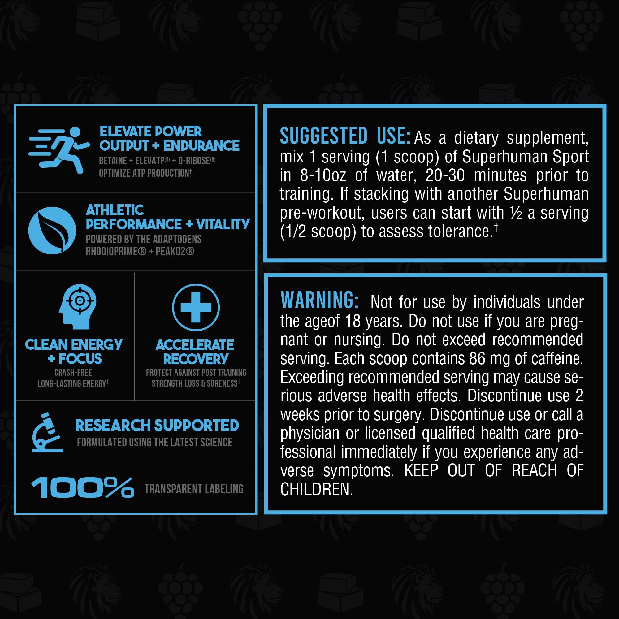Superhuman Sport Performance and Recovery Pre-Workout