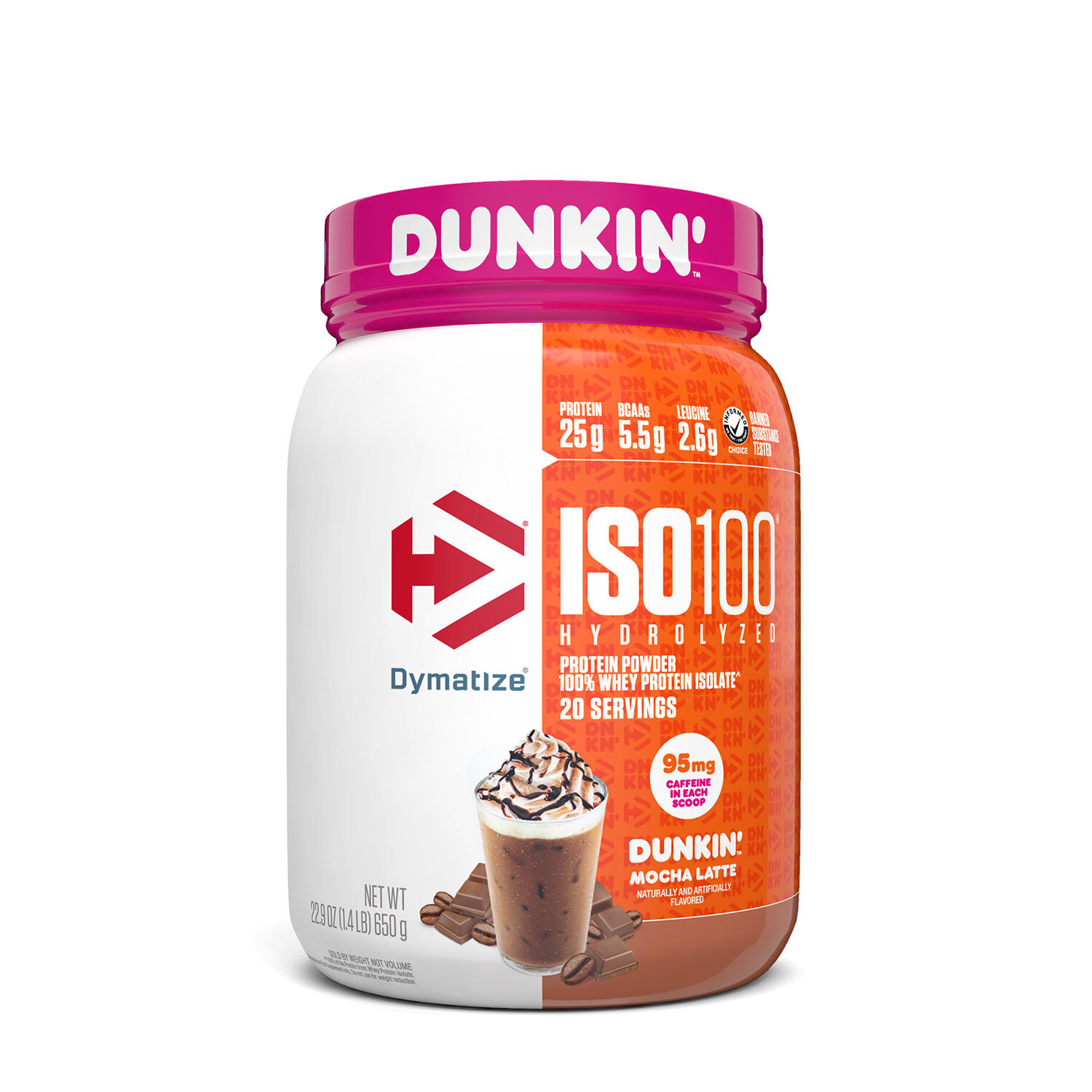 Dymatize ISO100 Hydrolyzed Protein Powder Dunkin Mocha Latte