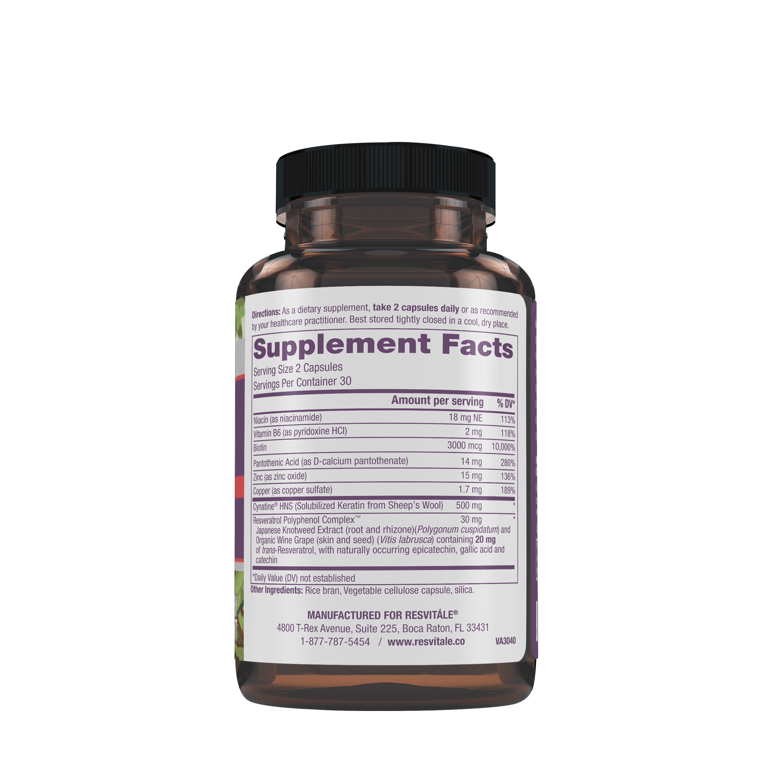 Keratin Hair Enhance&trade; with Biotin and Resveratrol - 60 Capsules (30 Servings)  | GNC