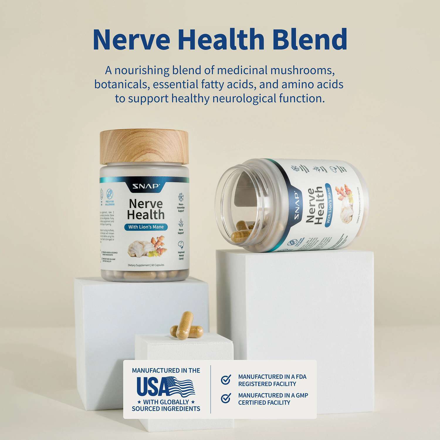 Nerve Health + Lion's Mane - 60 Capsules (30 Servings)