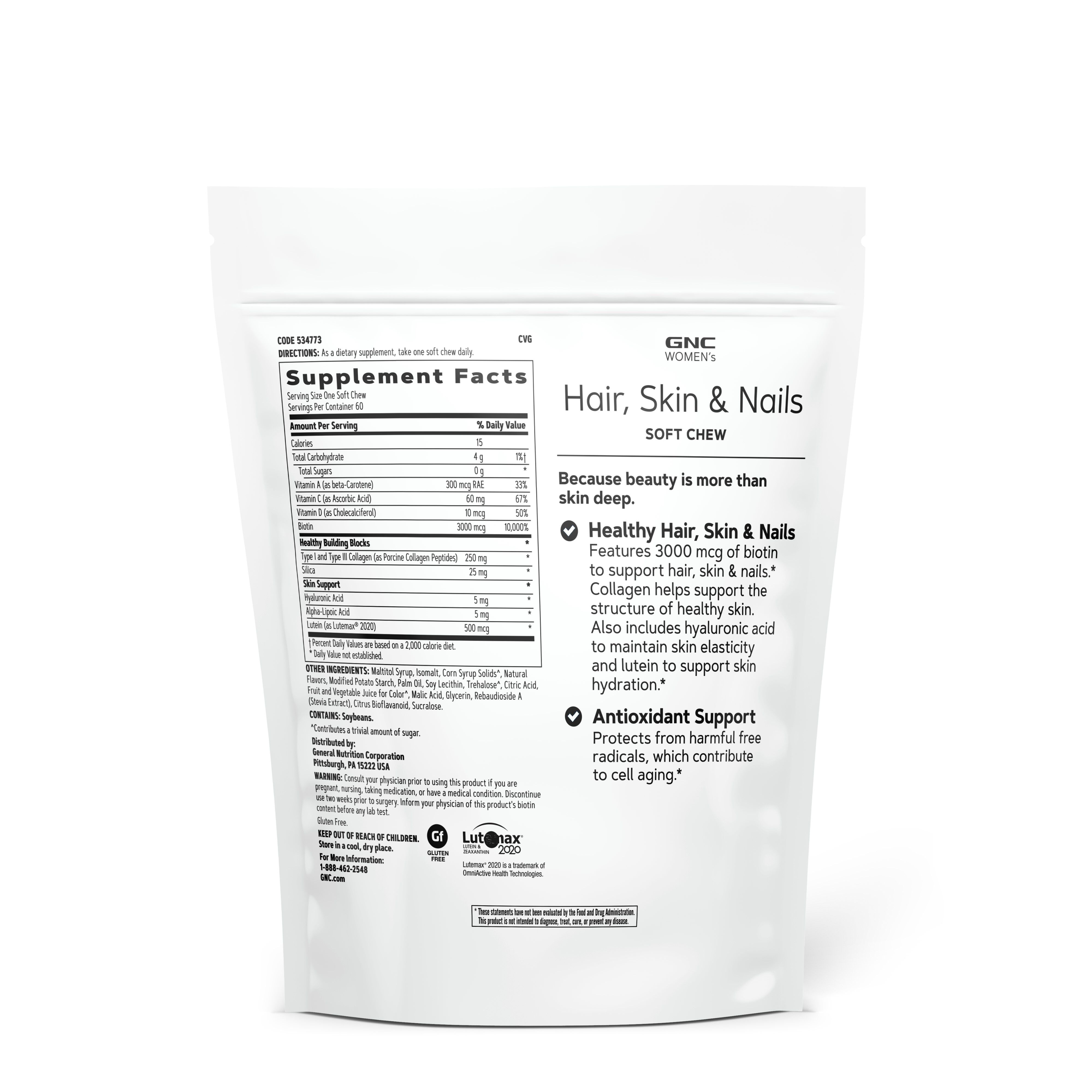 Hair - Skin and Nails - Mixed Berry - 60 Soft Chews (60 Servings)  | GNC