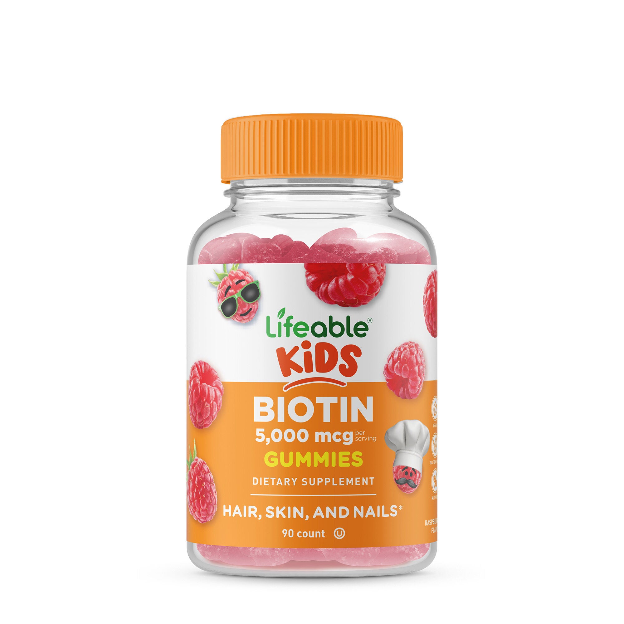 Lifeable Kids Biotin 5,000 mcg Gummies Raspberry Flavor