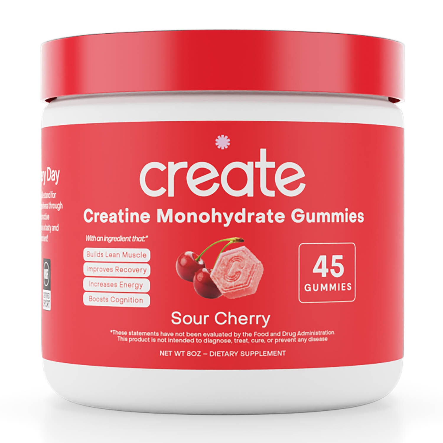 Creatine Monohydrate Gummies - Sour Cherry - 45 Gummies (15 Servings)  | GNC