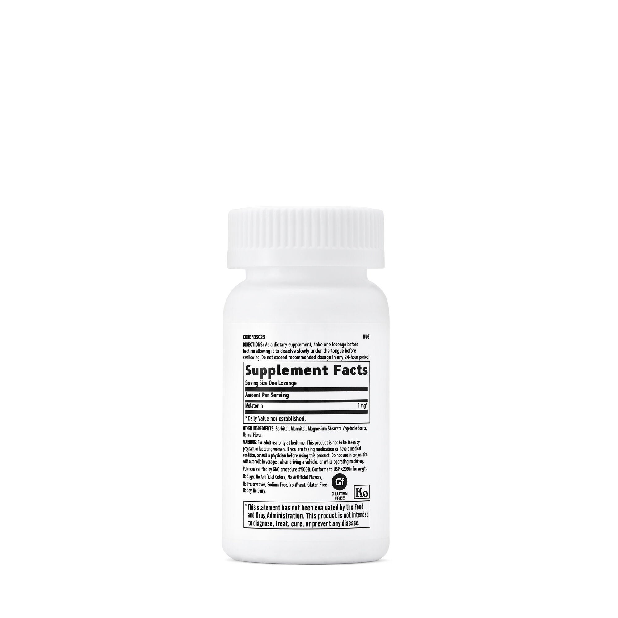 GNC Melatonin Lozenges 1 mg Supplement Facts