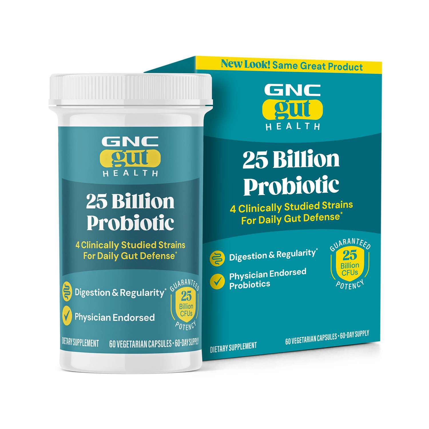 Gut Health 25 Billion Probiotic - 60 Vegetarian Capsules (60 Servings)