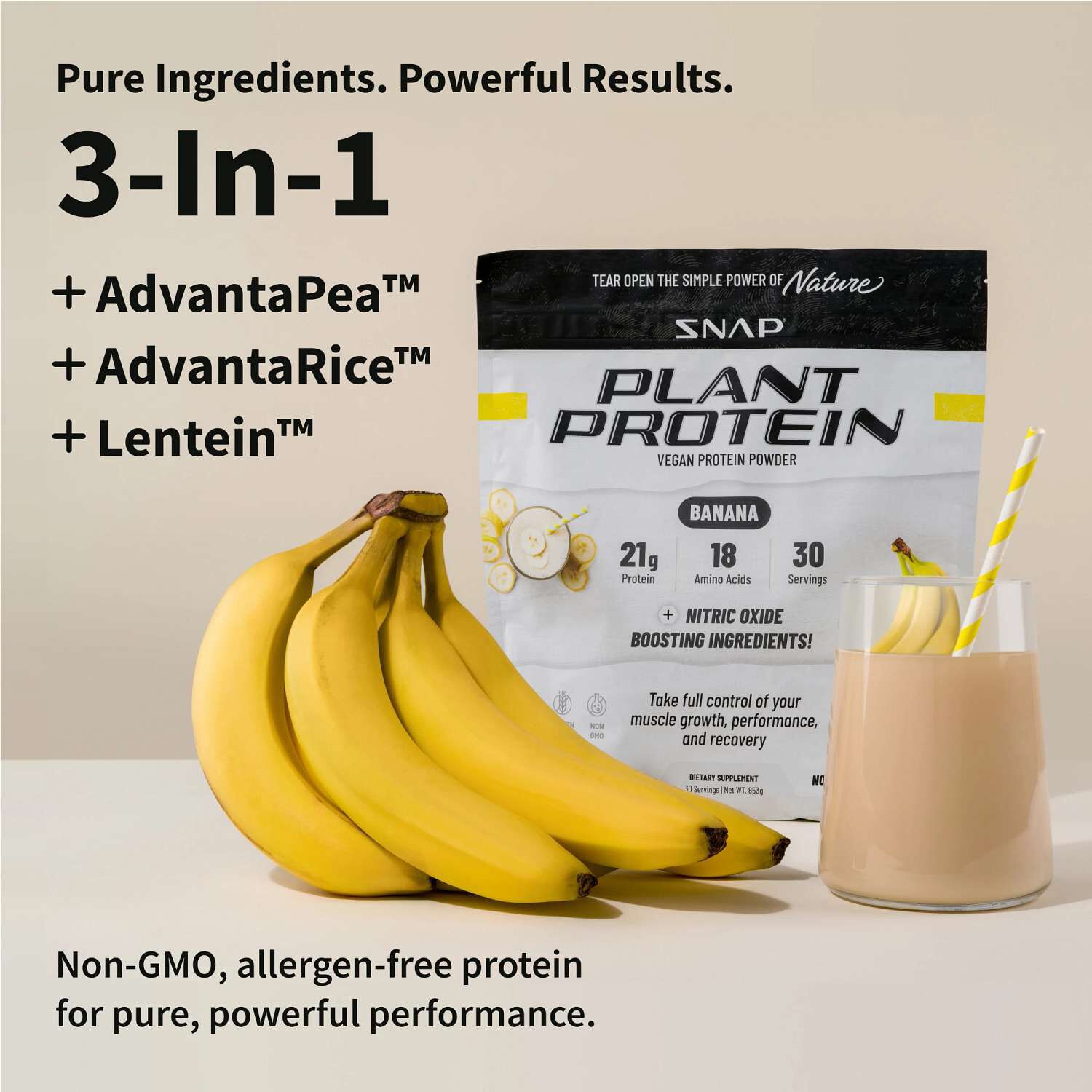 Plant Based Vegan Protein Powder - Banana (30 Servings) Banana | GNC