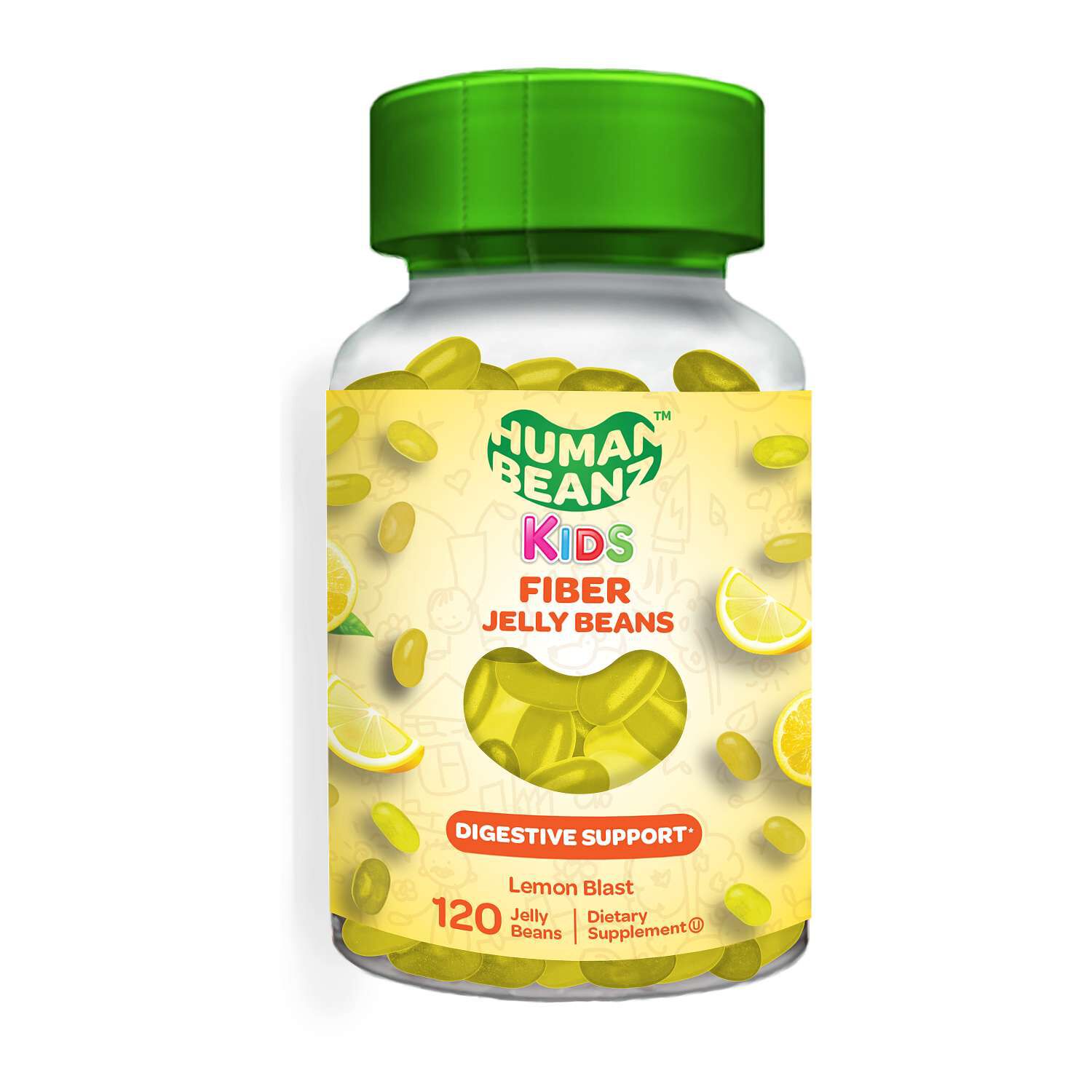 Kids Fiber Jelly Beans - Lemon Blast - 120 Jelly Beans (40 Servings)