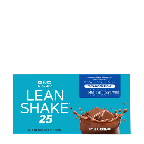 GNC Total Lean Lean Shake 25 - Swiss Chocolate - 12 Bottles