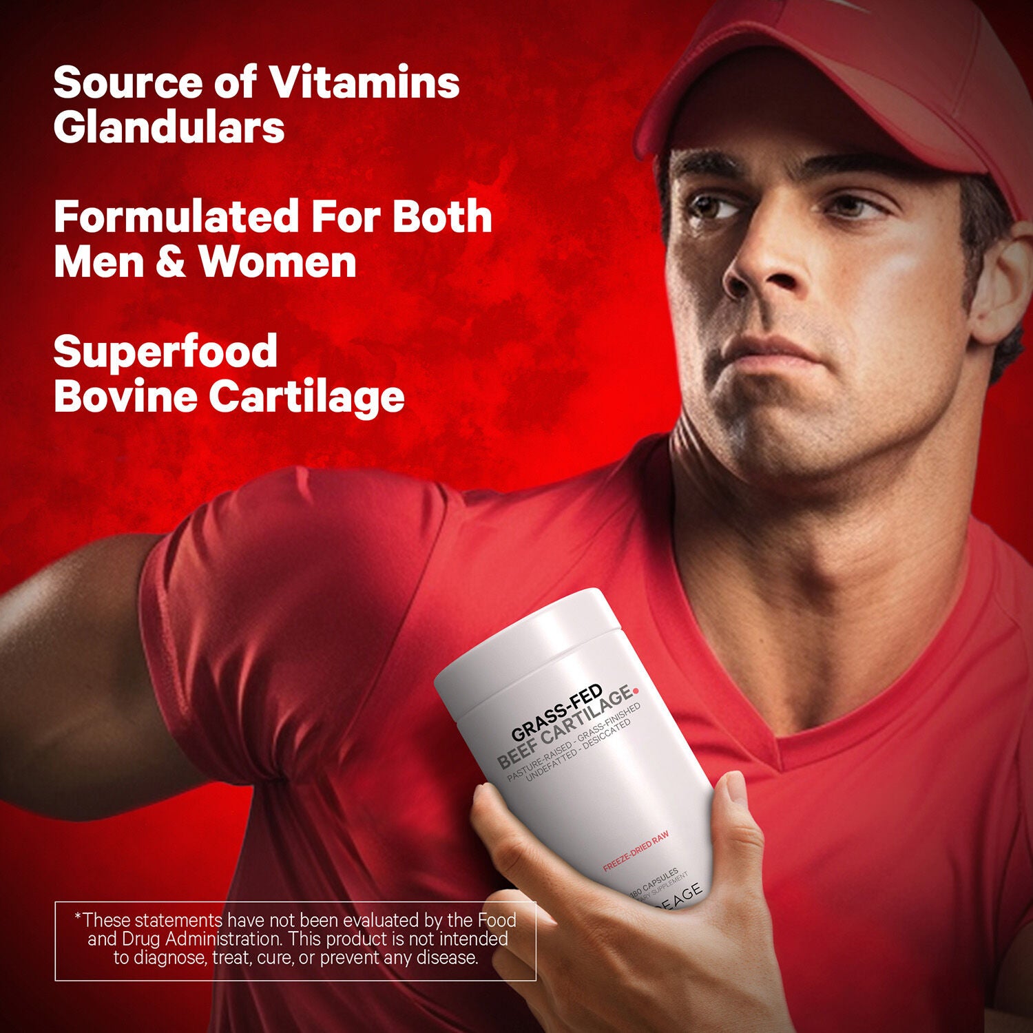 Grass-Fed Beef Cartilage - 180 Capsules (30 Servings)  | GNC