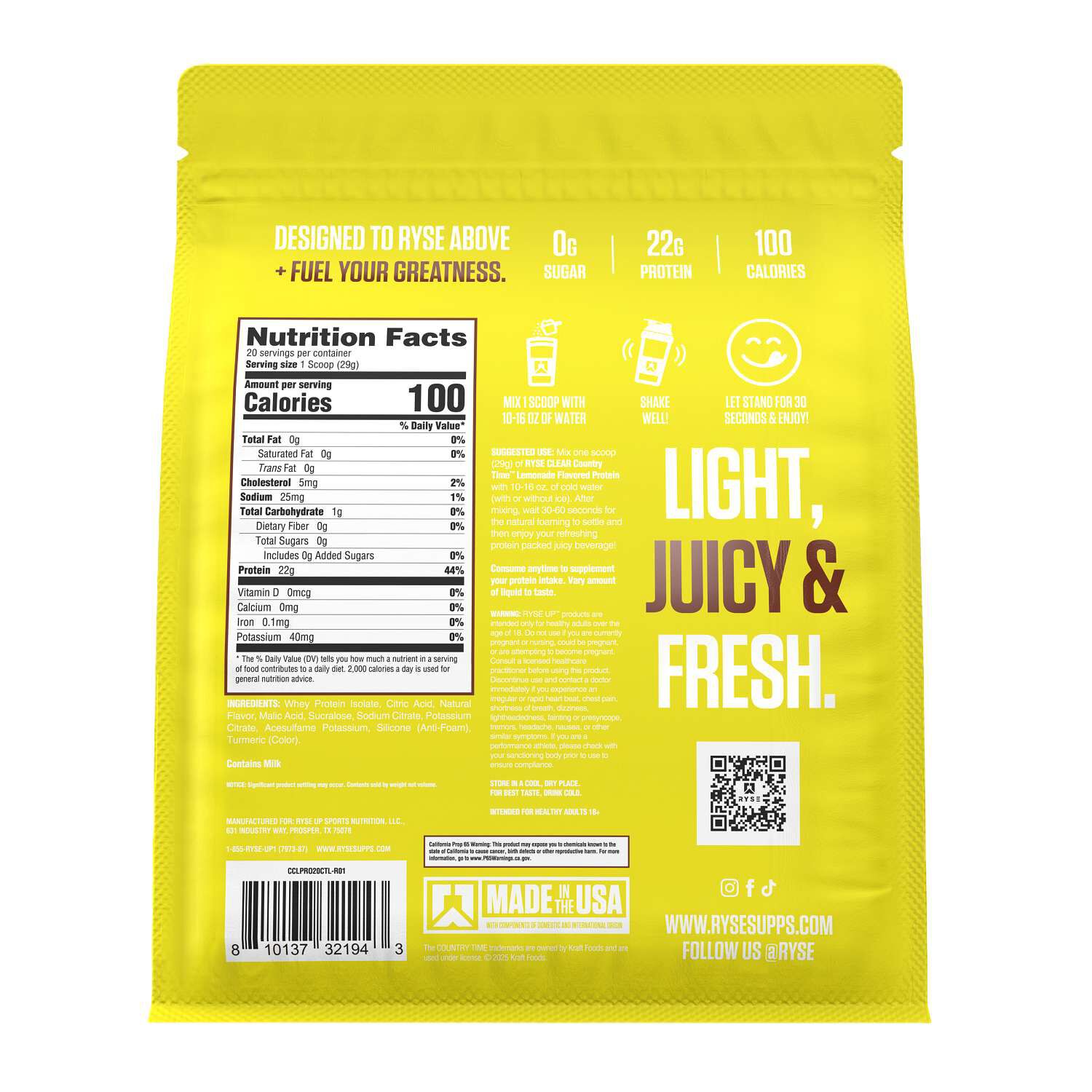 Clear Protein - Country Time&trade; Lemonade - 20.5 oz (20 Servings) Country Time&trade; Lemonade | GNC