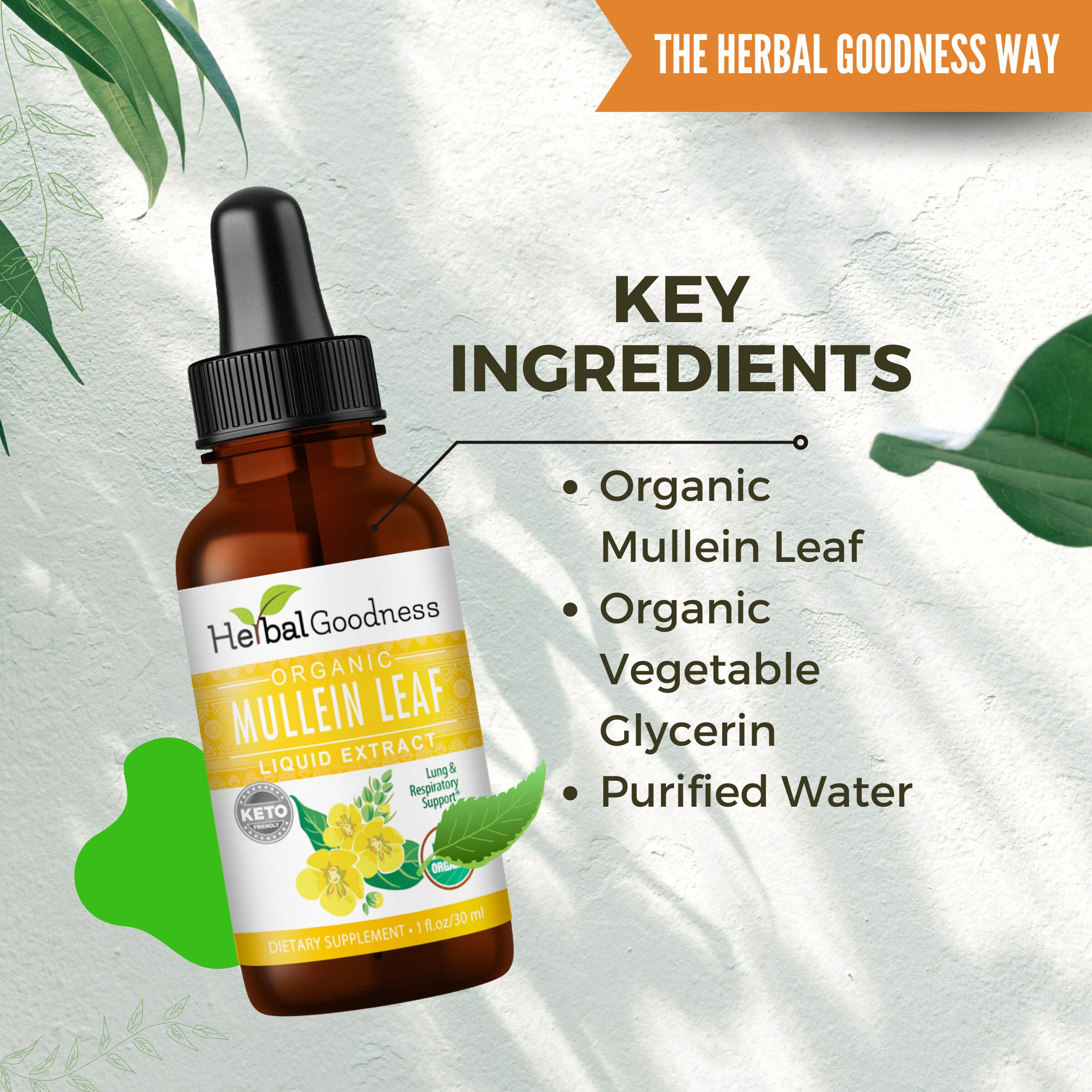 Organic Mullein Leaf Liquid Extract - 1 fl oz. (24 Servings)