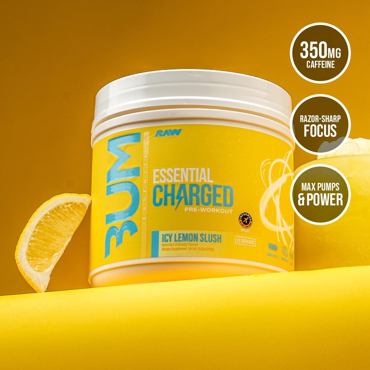 Essential Charged Pre-Workout - Icy Lemon Slush (25 Servings)