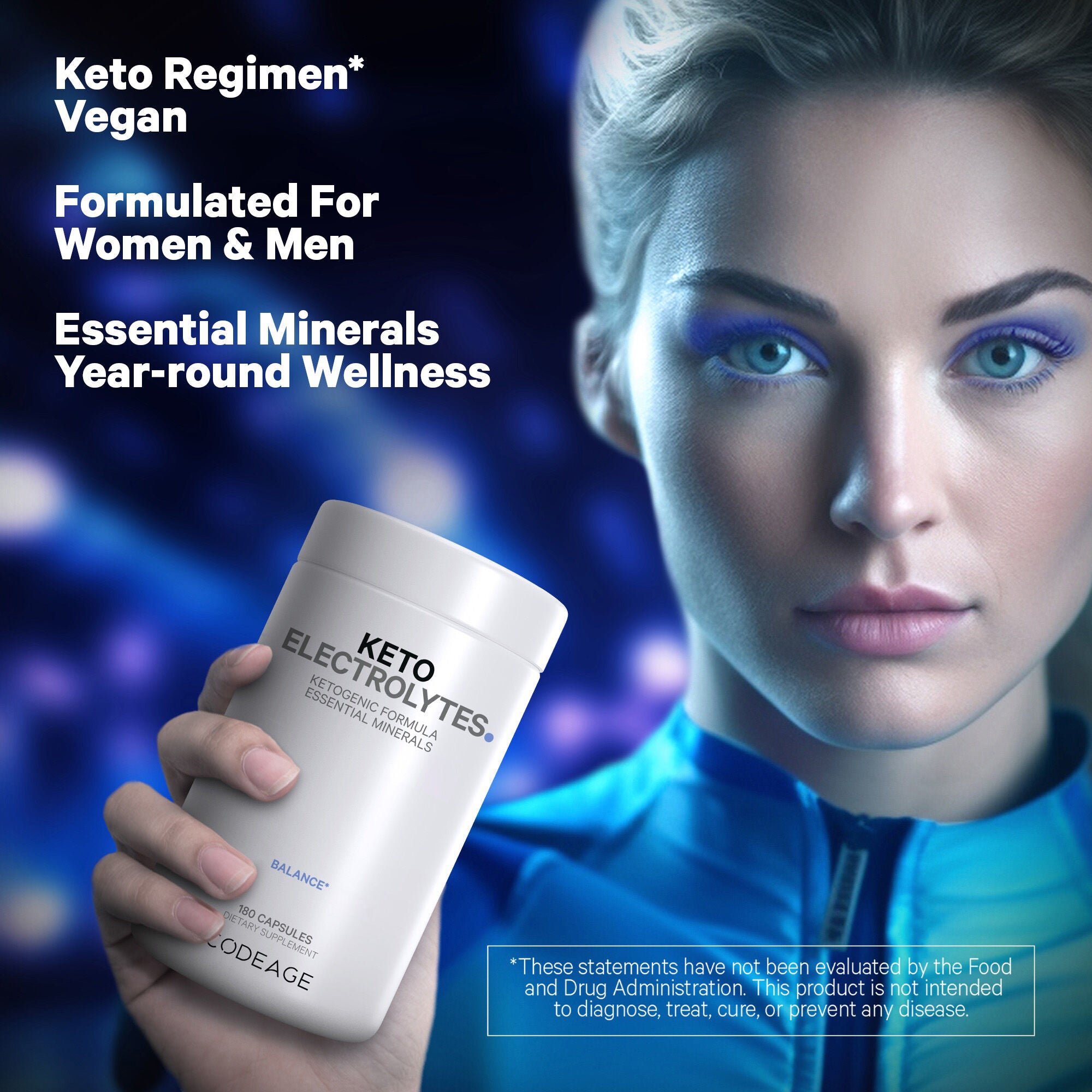 Keto Electrolytes Vegan Ketogenic Minerals Hydration Formula - 180 Capsules (90 Servings)  | GNC