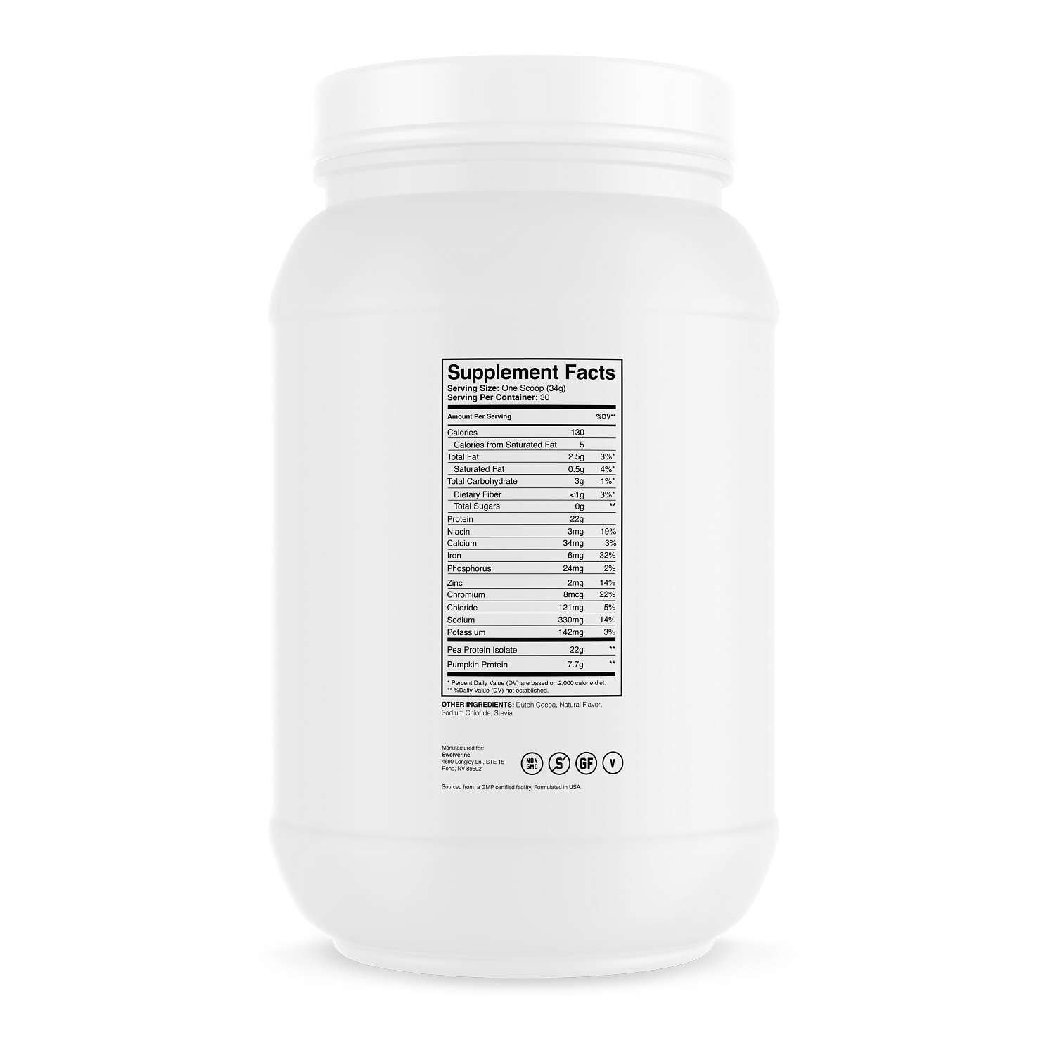 Plant Protein Pea Protein Isolate + Pumpkin Seed Protein - Chocolate Cake (30 Servings)